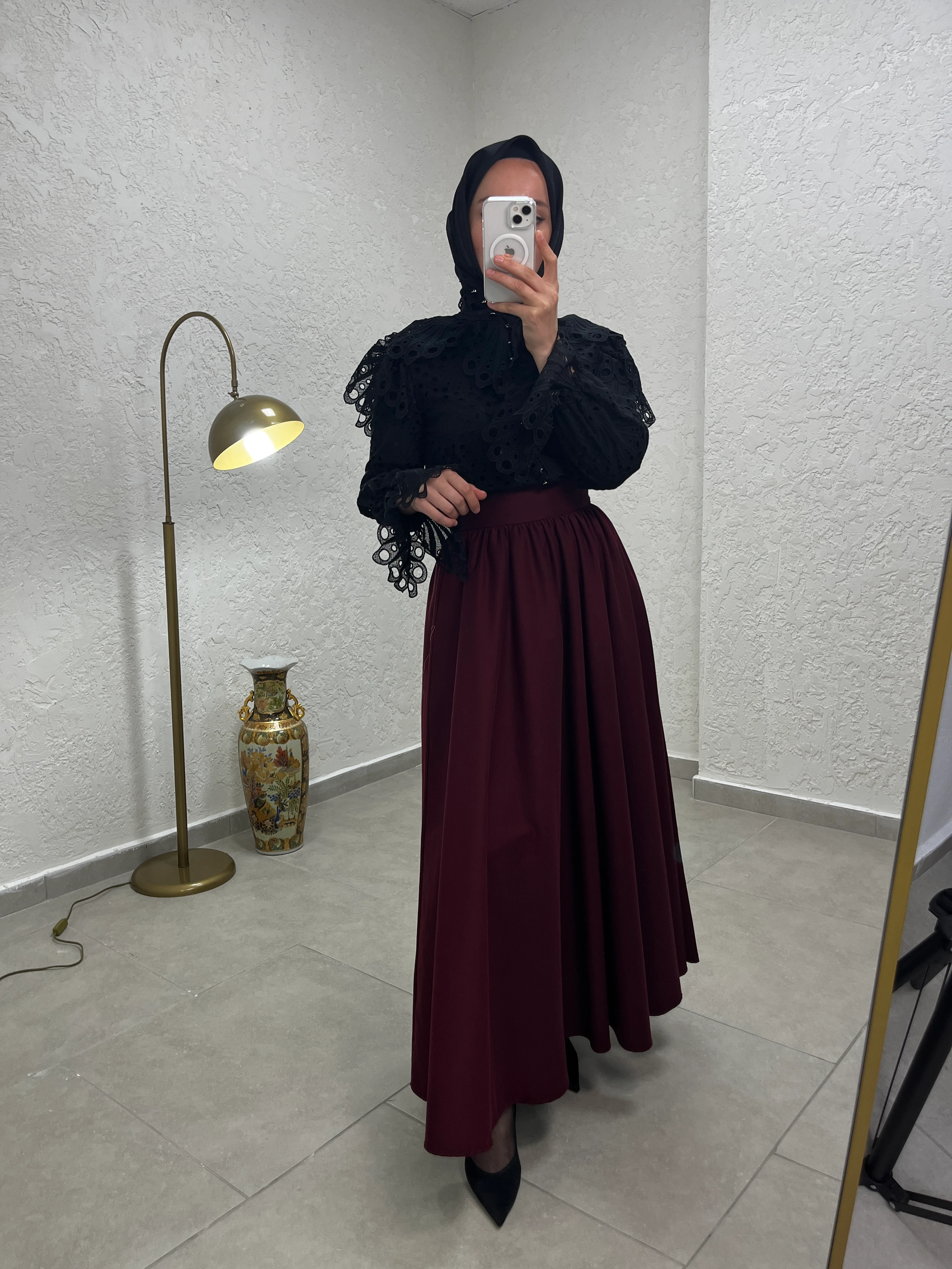 Büzgülü Geniş Kemerli %100 Cotton Etek