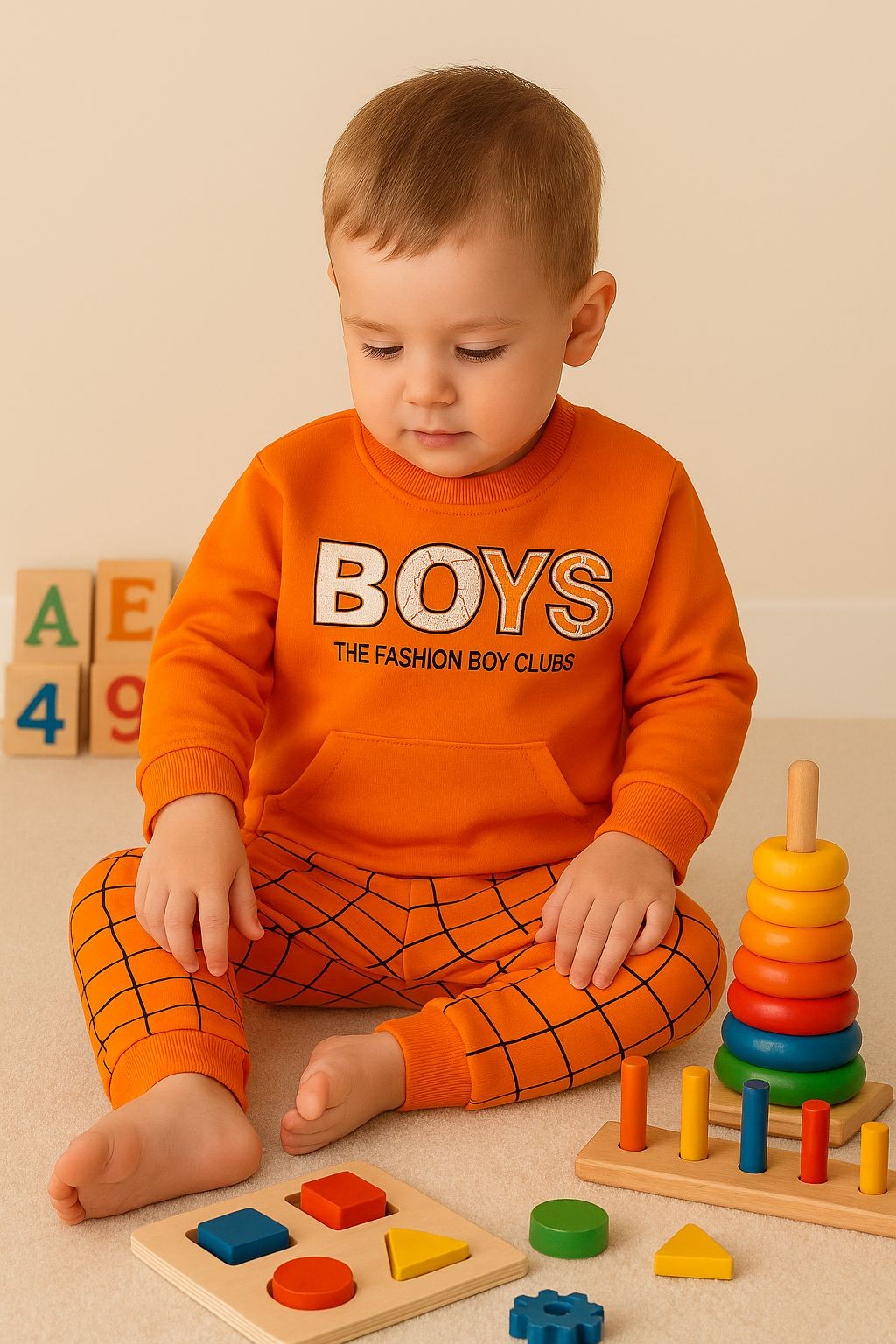 Çizgili Boys Baskılı Bebek Takımı