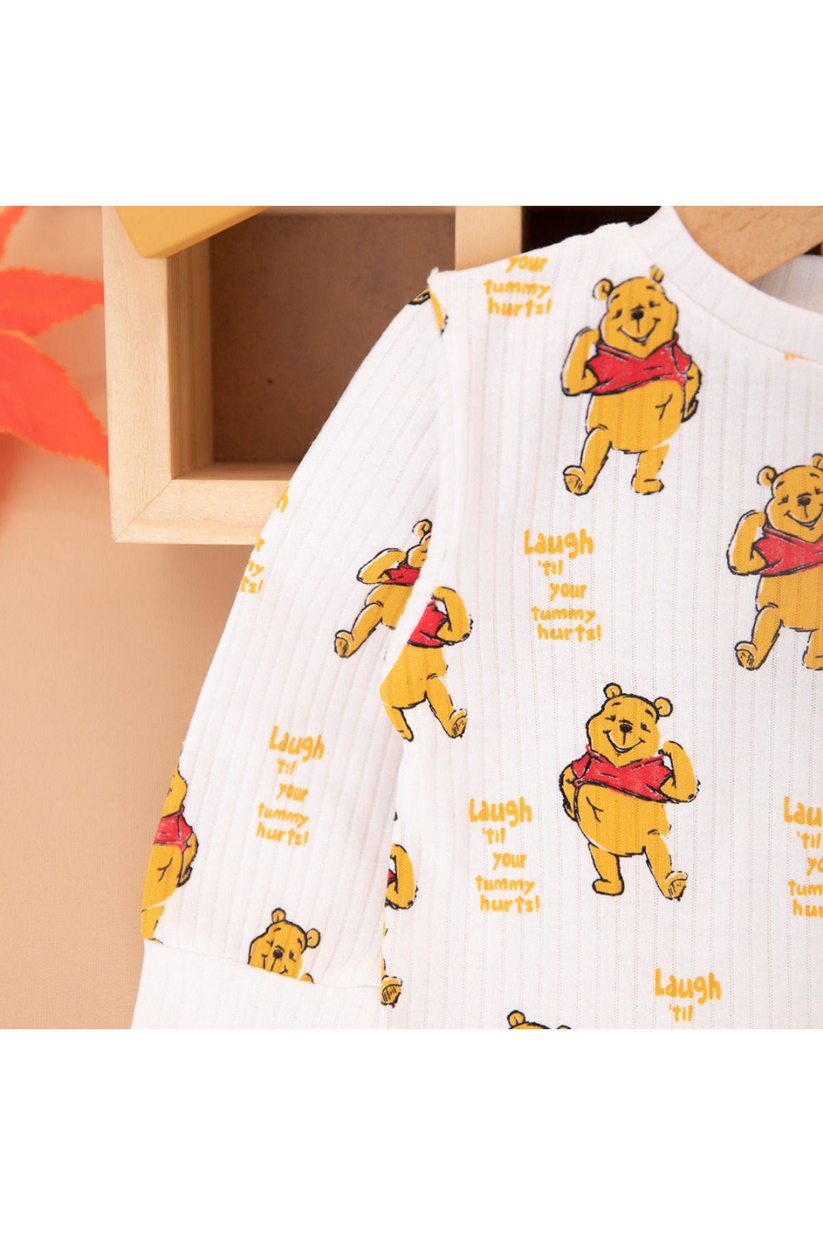 Unisex Bebek Ceketli Ayıcık Baskılı 2`Li Takım