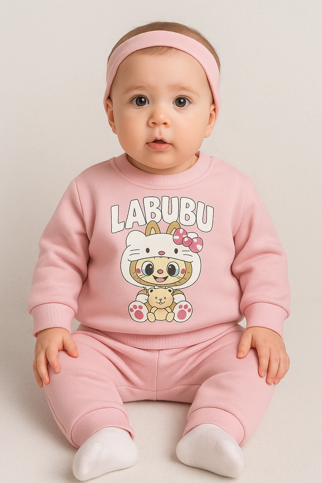 Labubu Baskılı Kız Bebek Takımı