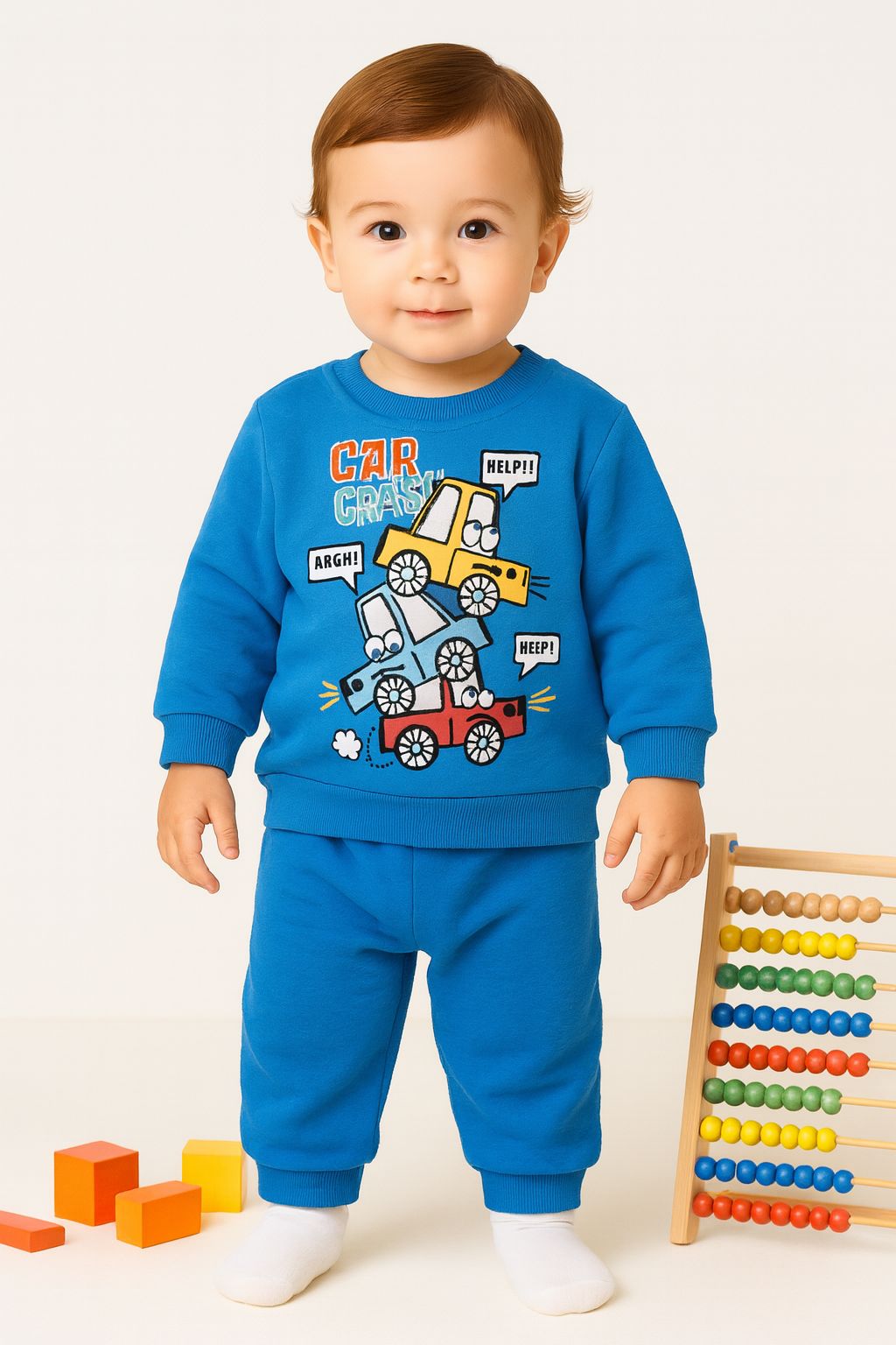 Car Crash Baskılı Bebek Takımı