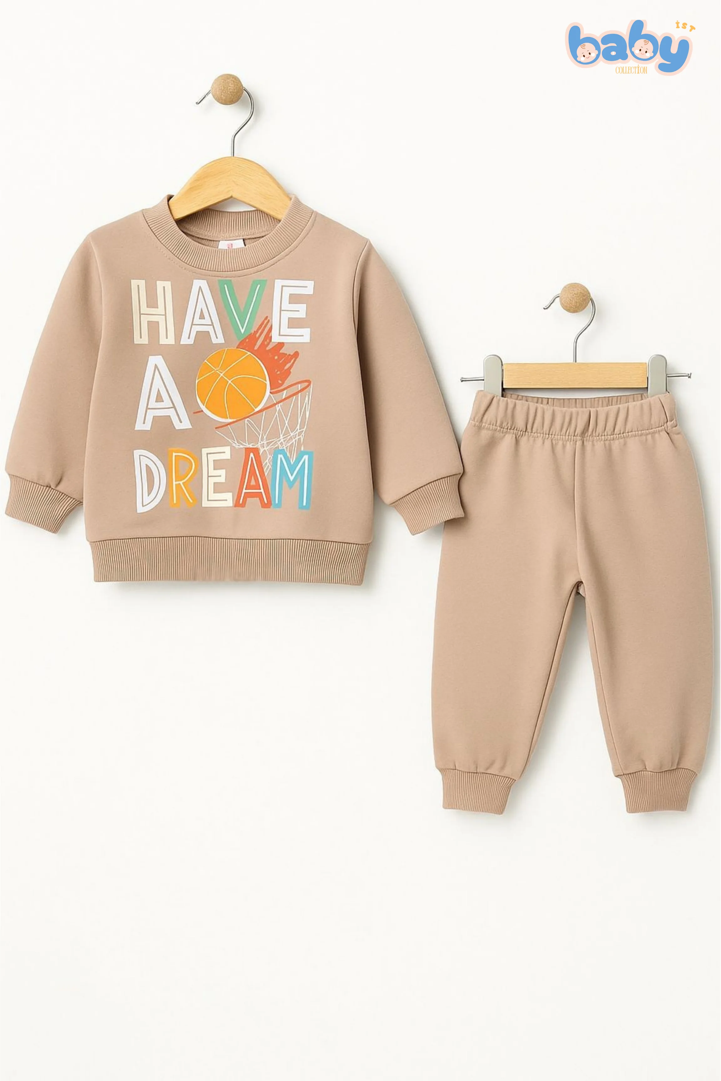 Have a Dream Baskılı Bebek Takımı - Bej