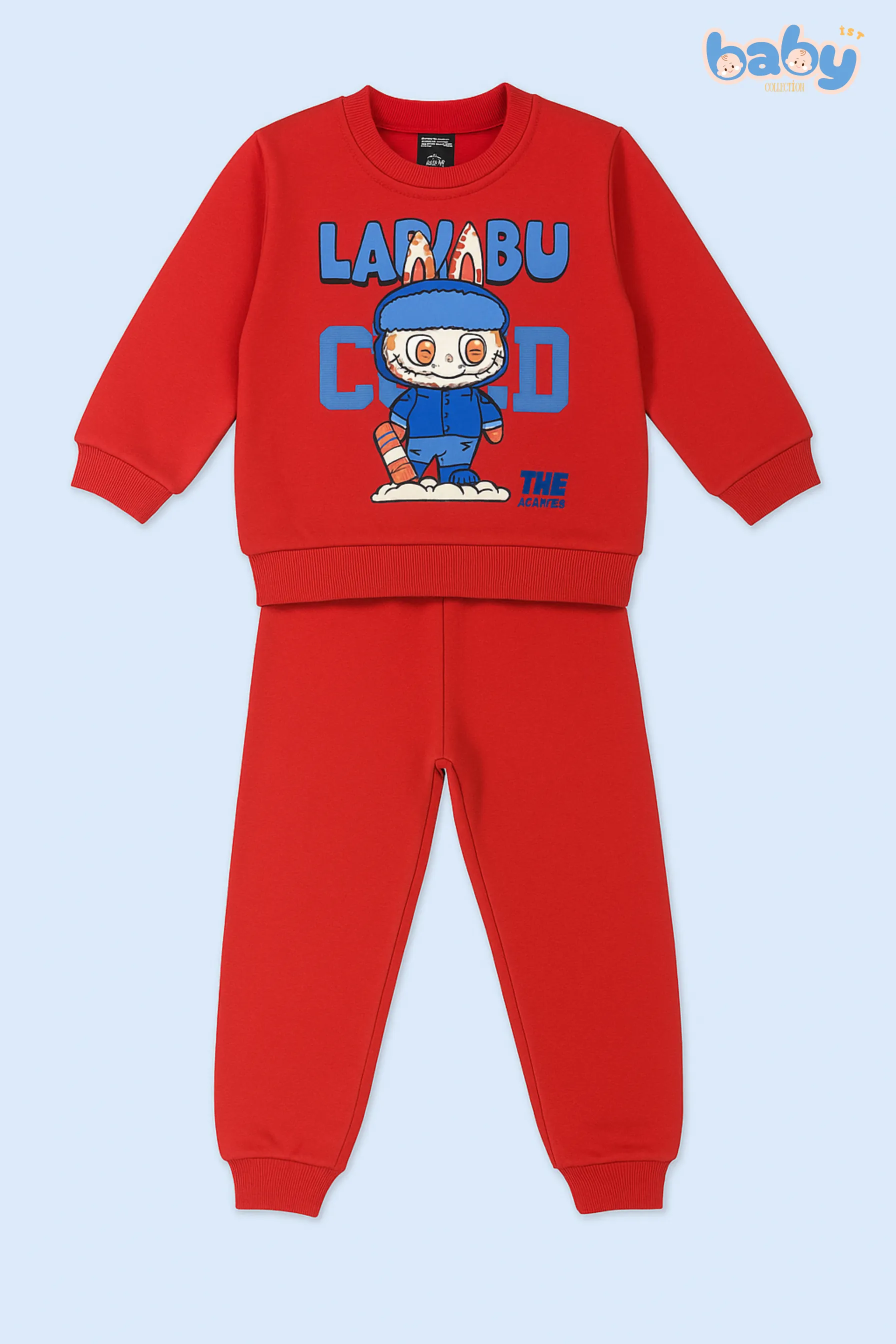 Labubu Baskılı Bebek Takımı - Kırmızı