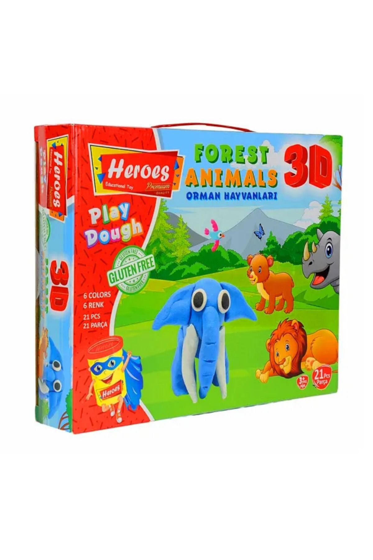 3D Forest Animals Seti Kutulu Oyun Hamuru Seti