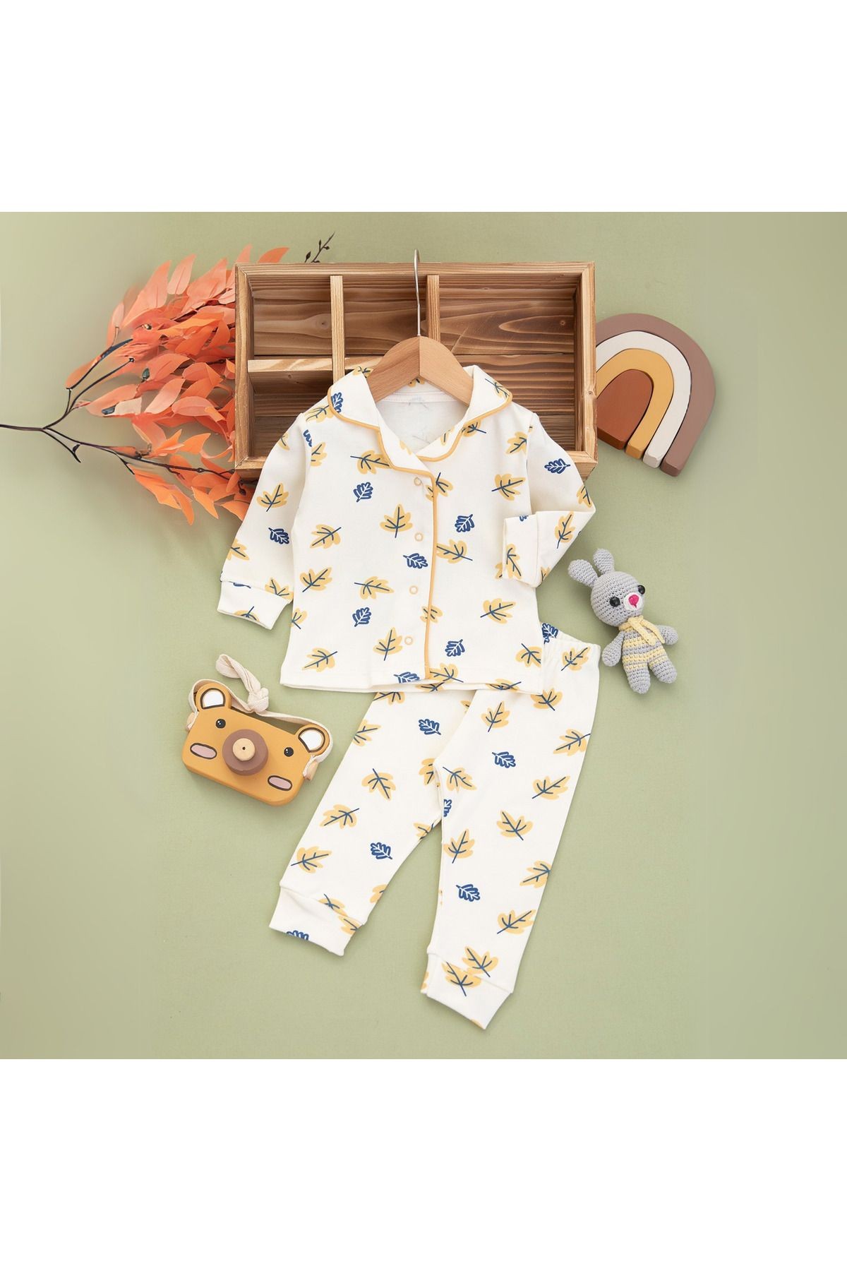 Bebek Yaprak Baskılı Pijama Takım