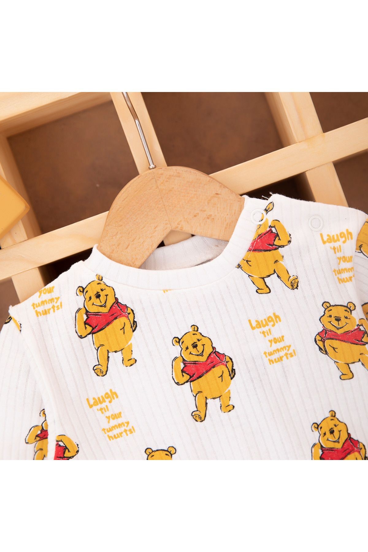 Unisex Bebek Ceketli Ayıcık Baskılı 2`Li Takım