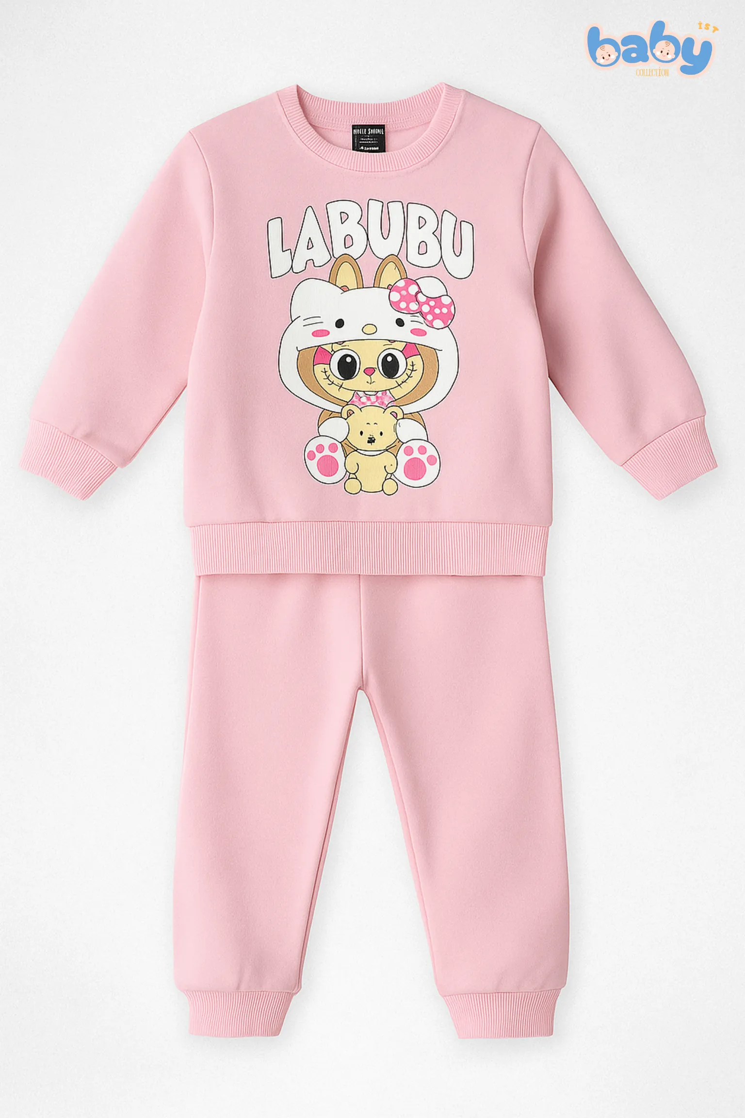 Labubu Baskılı Kız Bebek Takımı - Pembe