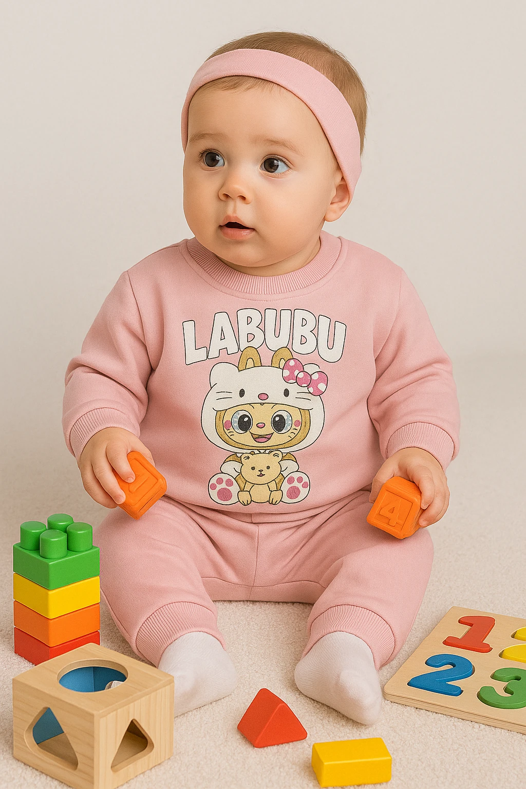 Labubu Baskılı Kız Bebek Takımı