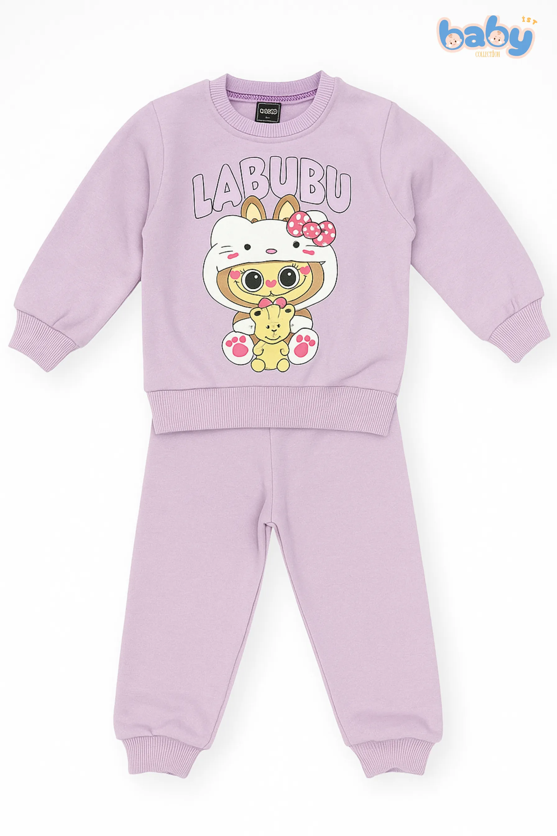 Labubu Baskılı Kız Bebek Takımı - Mor