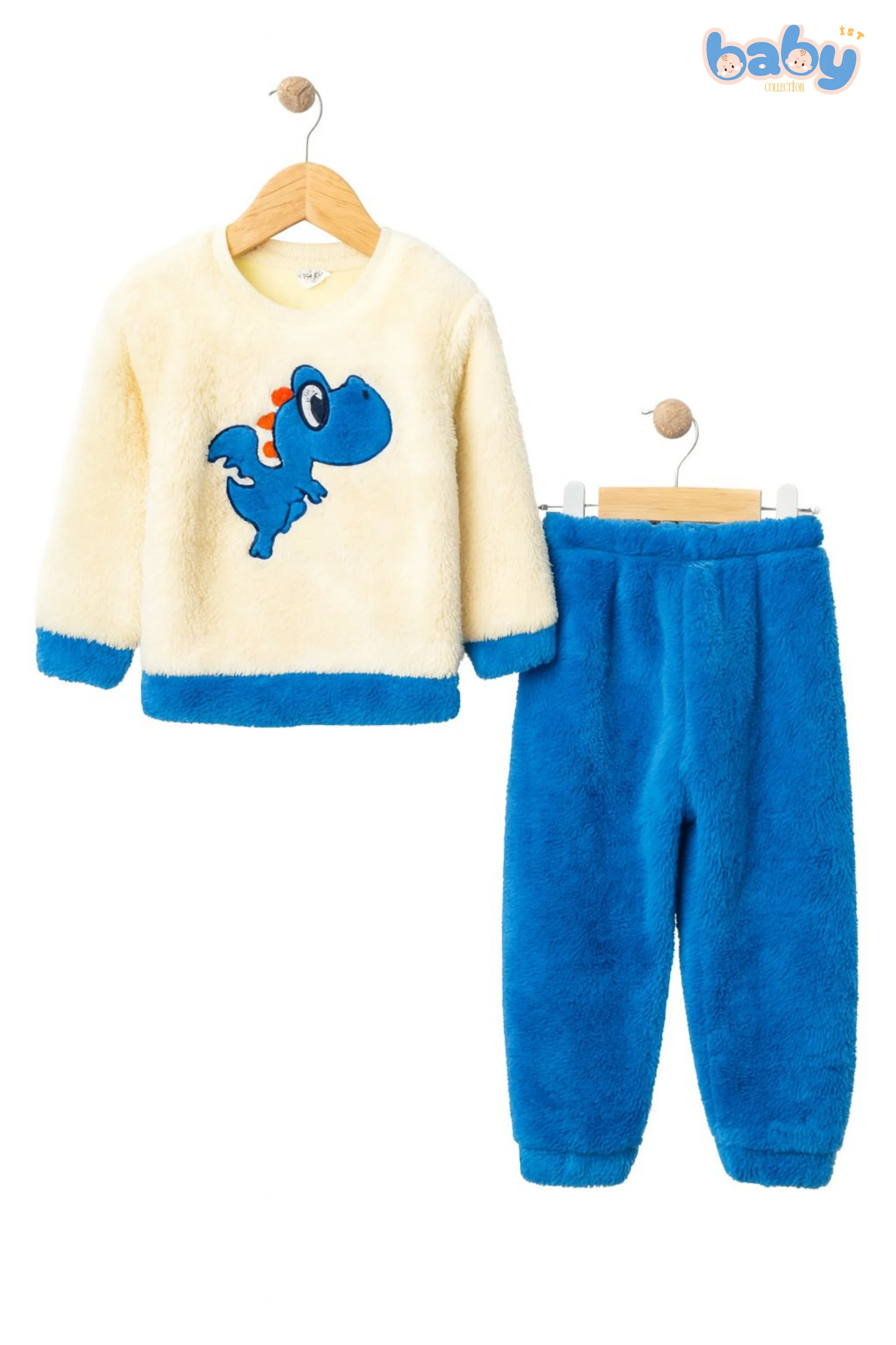 Dinozor Nakışlı Welsoft Bebek Takımı - İndigo