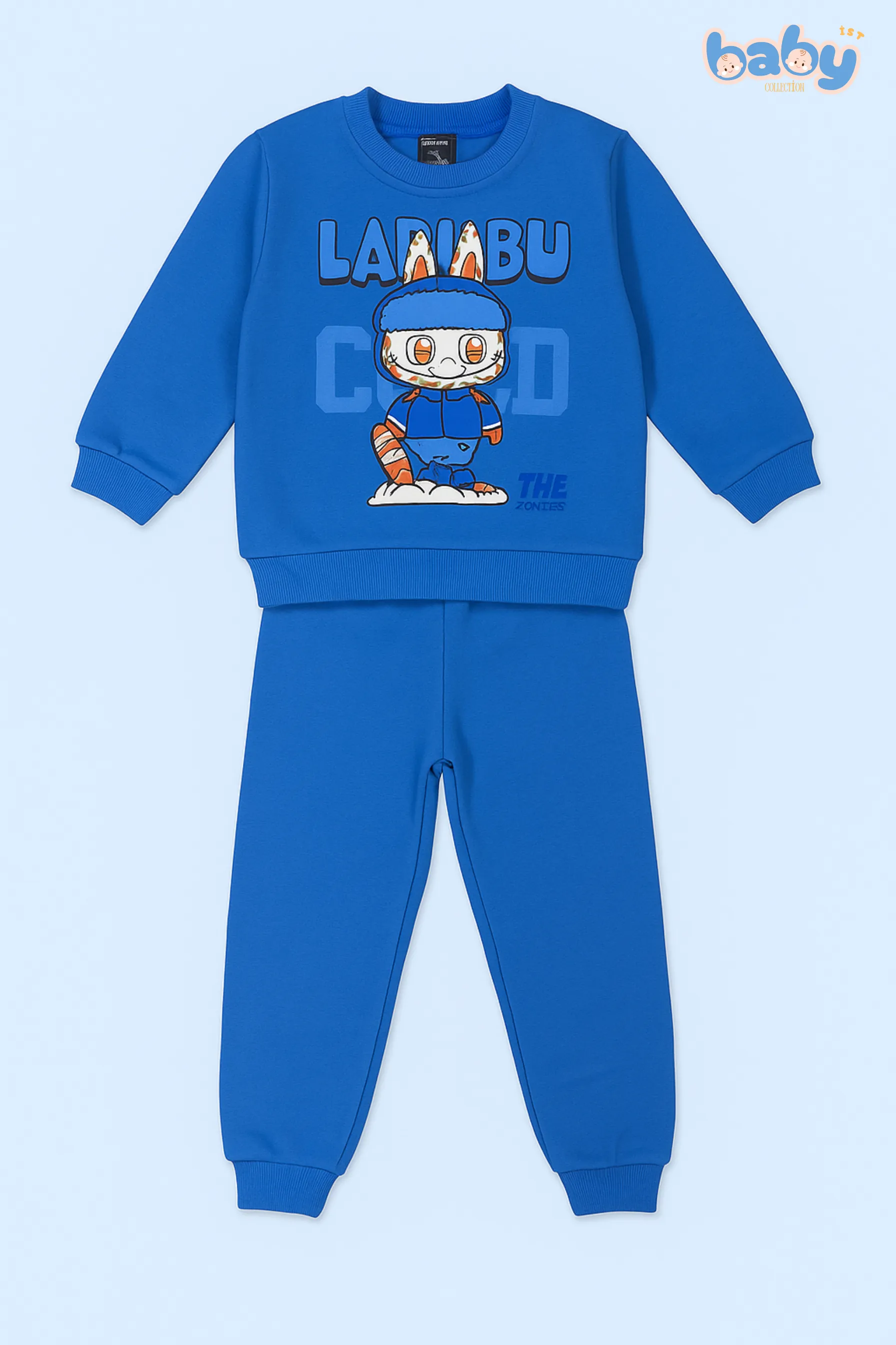 Labubu Baskılı Bebek Takımı - Mavi