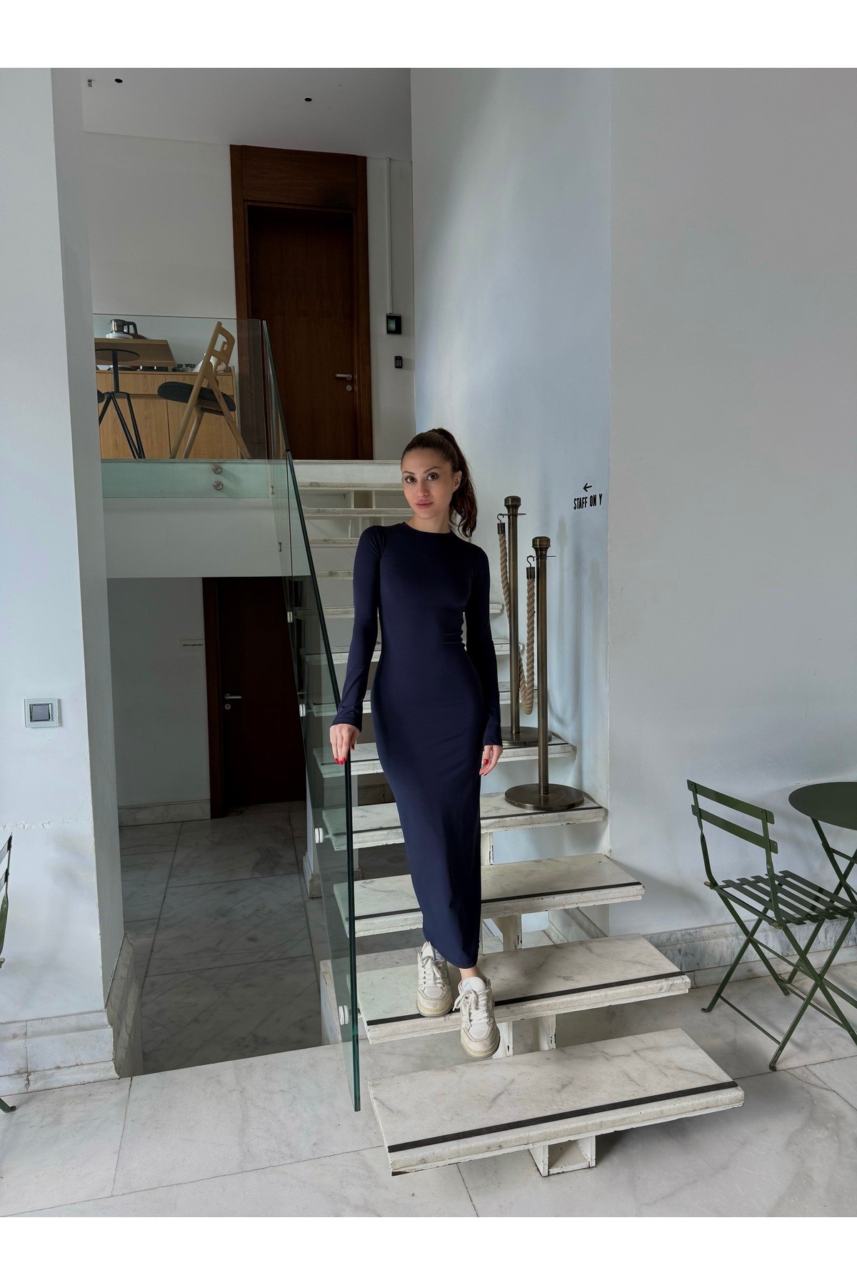 Uzun Kollu Maxi "Hailey" Basic Elbise