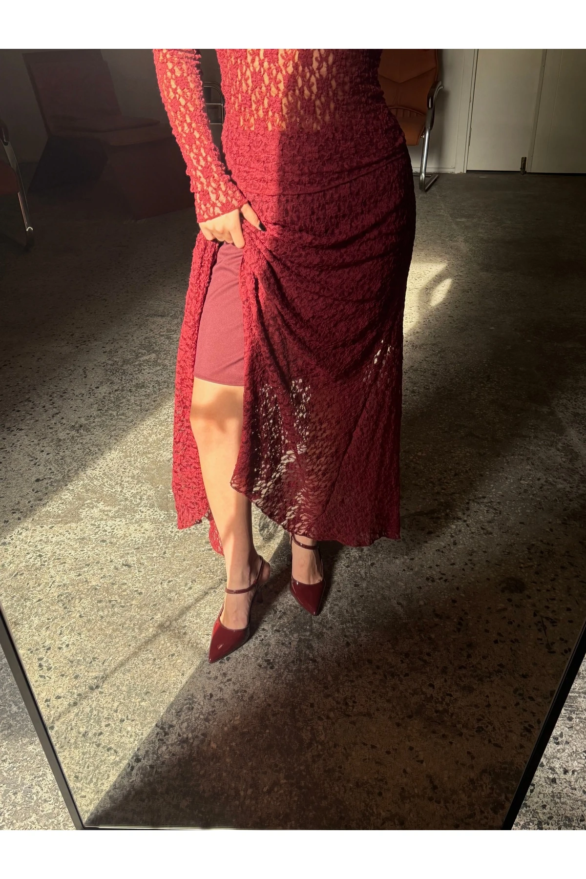 Dantelli, İçi Astarlı Uzun Asimetrik Etek