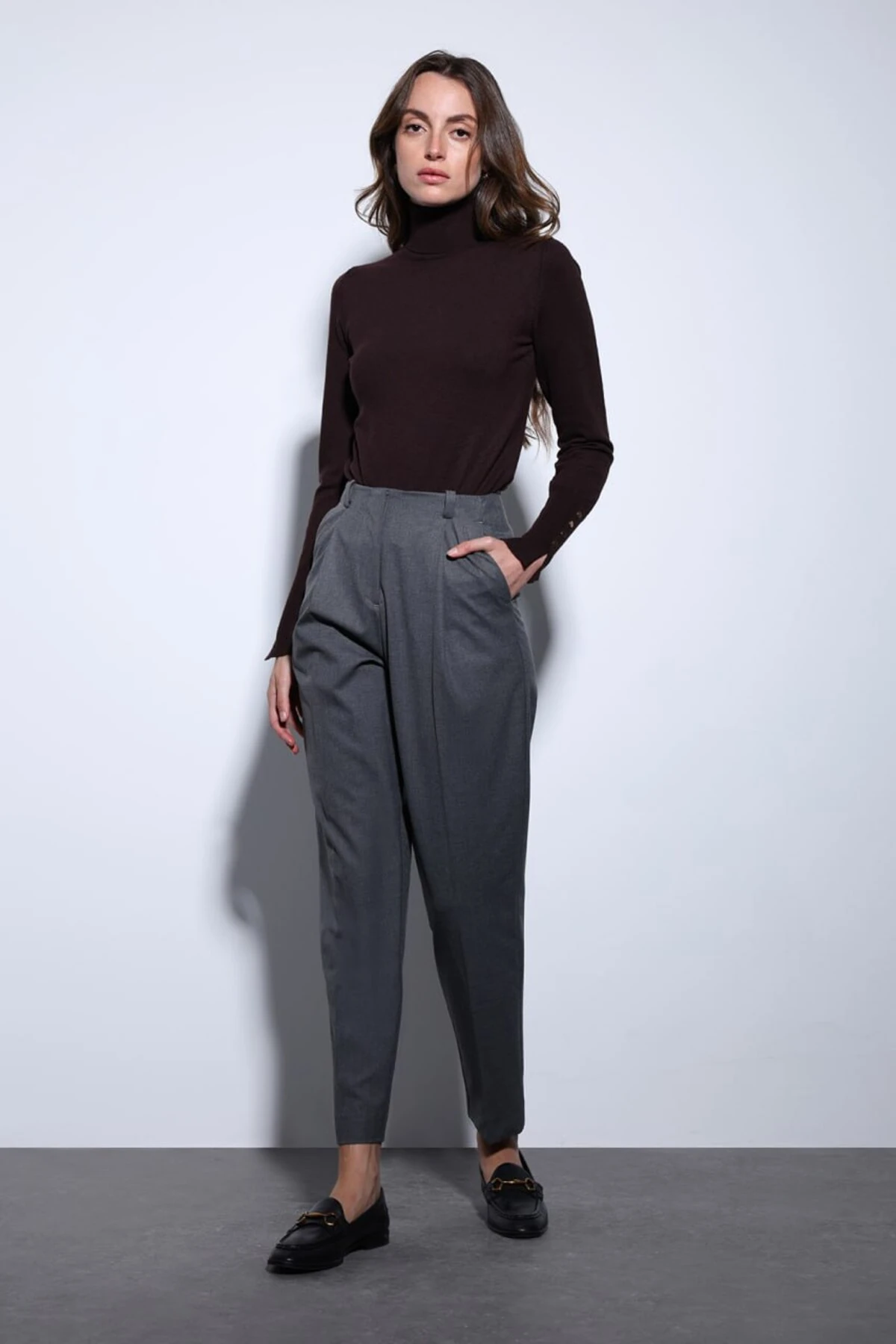 Balıkçı Yaka Düğme Detay Regular Triko Bluz