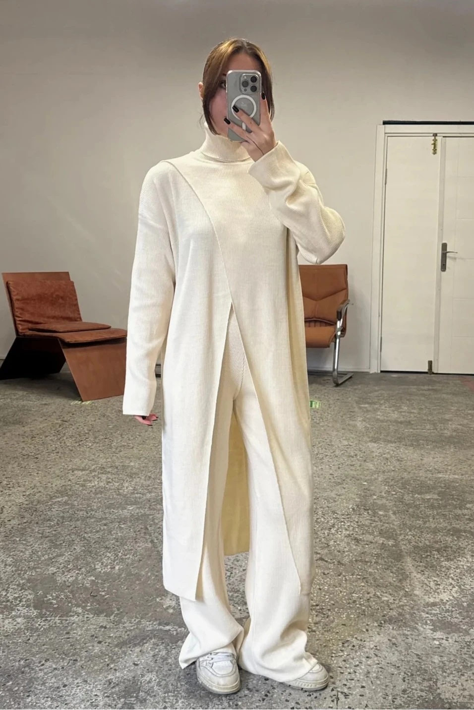 Kruvaze Uzun Triko Bluz-Pantolon 2'li Takım