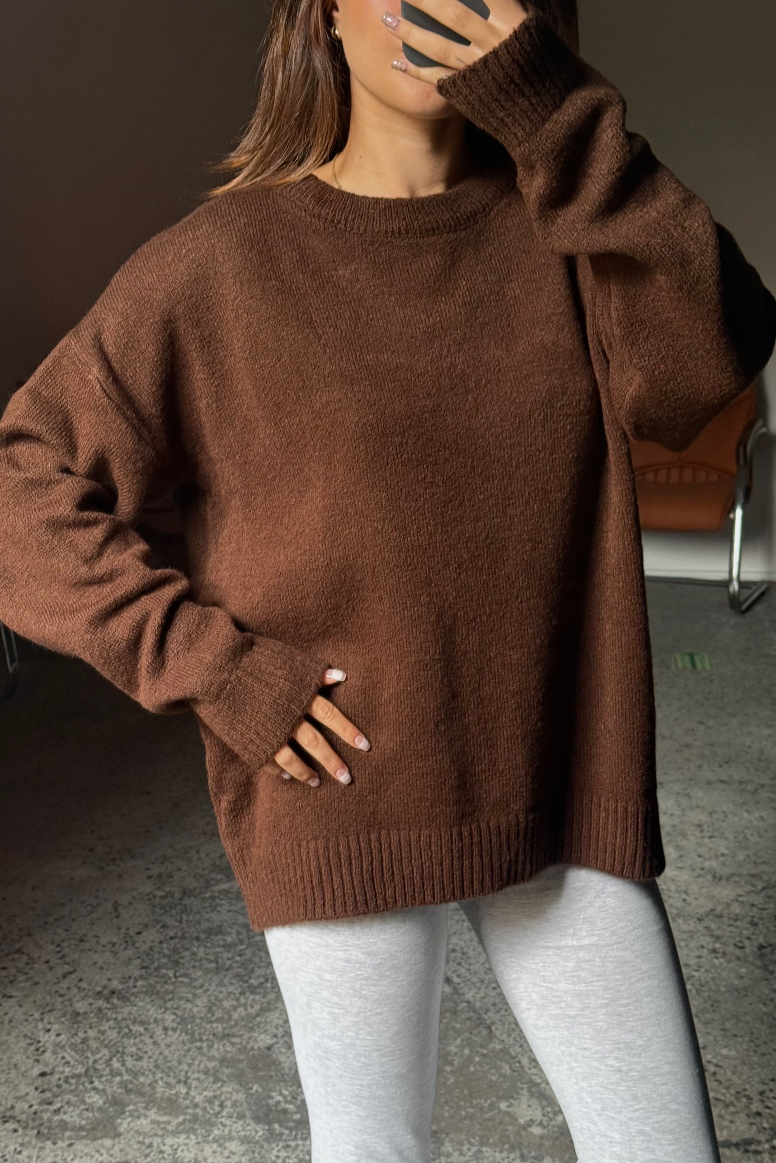  Oversize Bisiklet Yaka Şardonlu Kazak