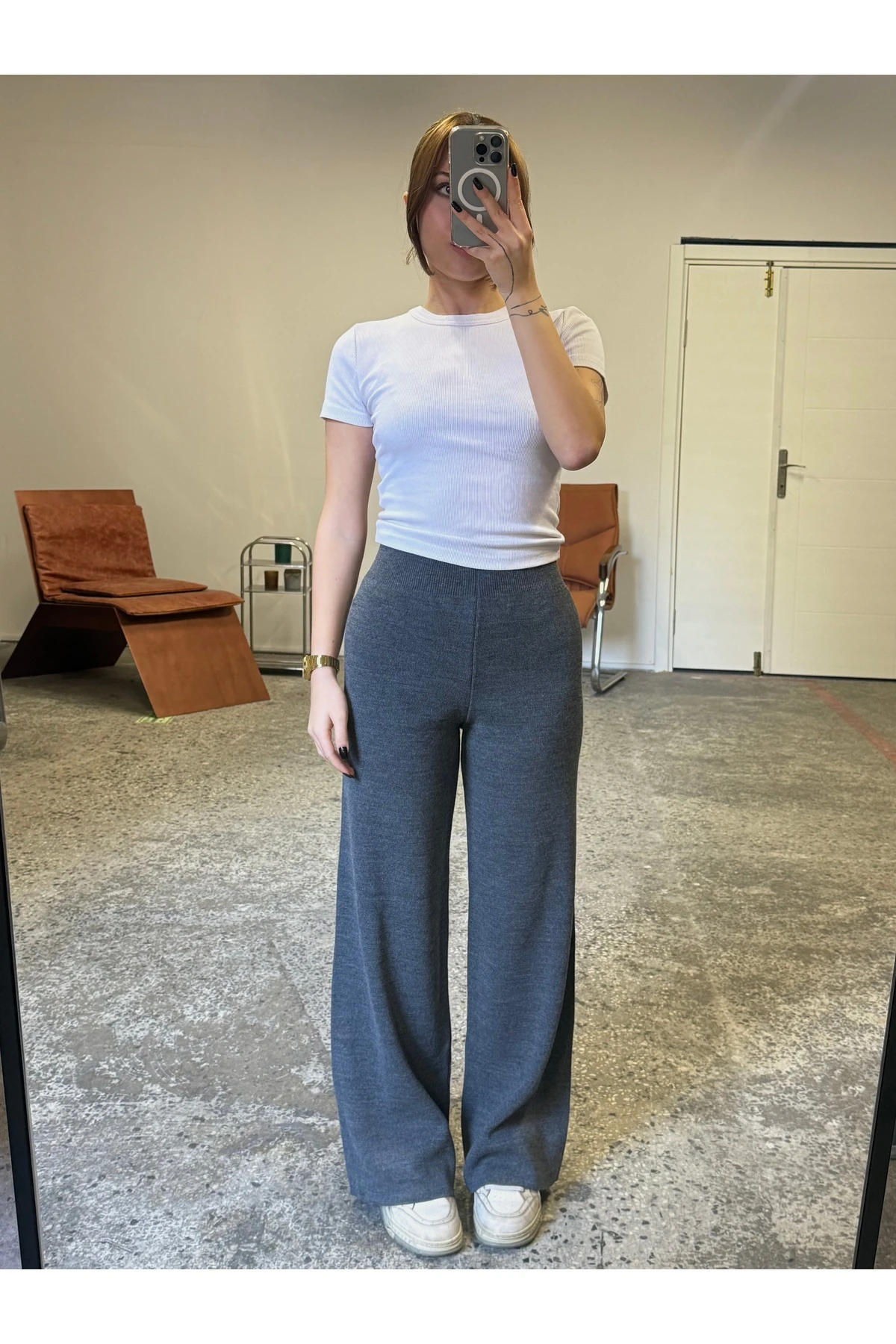 Yünlü Asimetrik Bluz-Pantolon-Hırka 3'lü Triko Takım