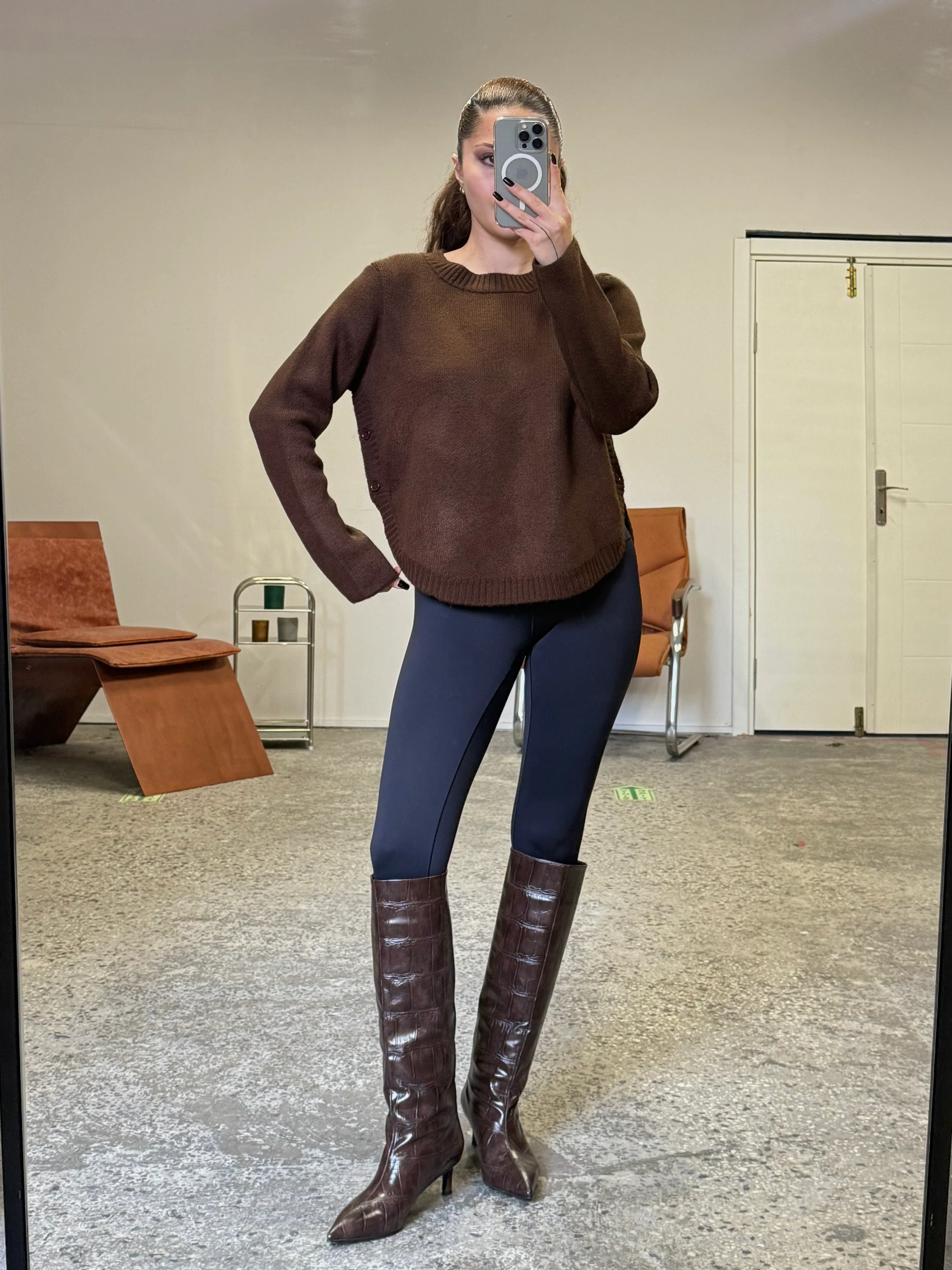 Yanı Düğmeli Bisiklet Yaka Kazak