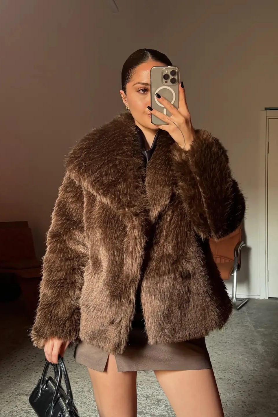 Şal Yaka Özel Dikim Oversize Kürk