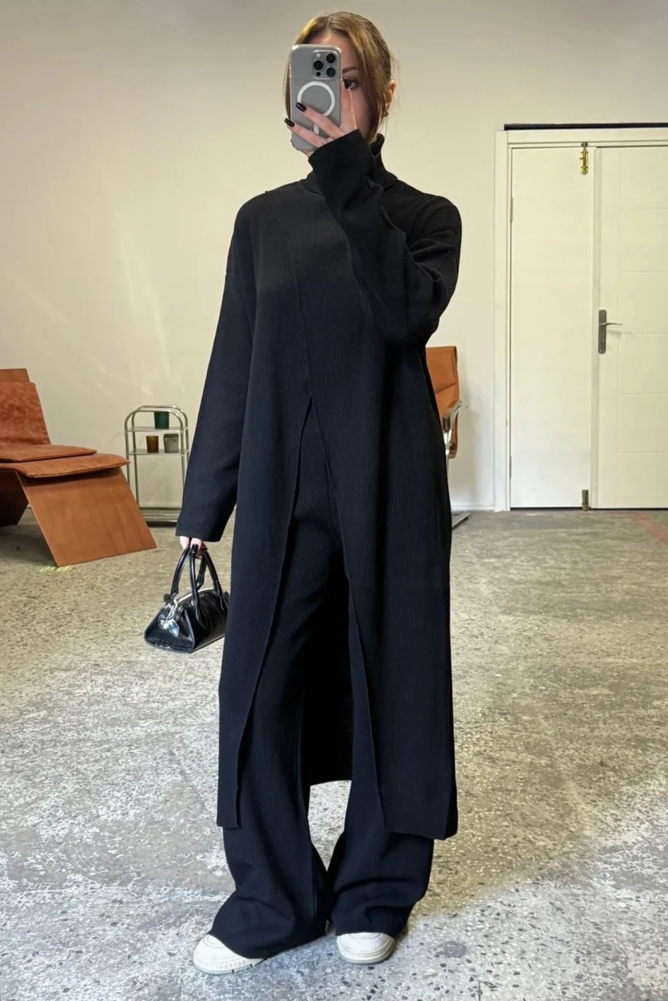 Kruvaze Uzun Triko Bluz-Pantolon 2'li Takım