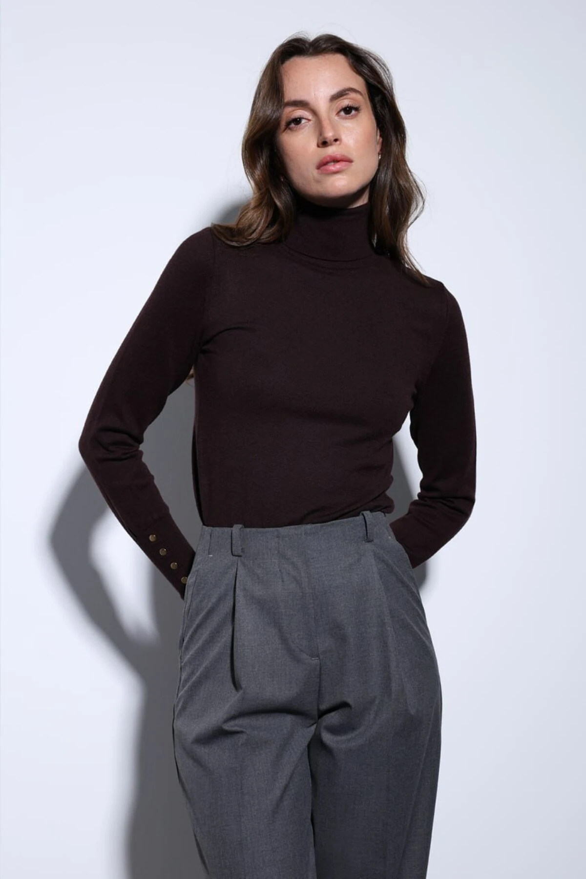 Balıkçı Yaka Düğme Detay Regular Triko Bluz