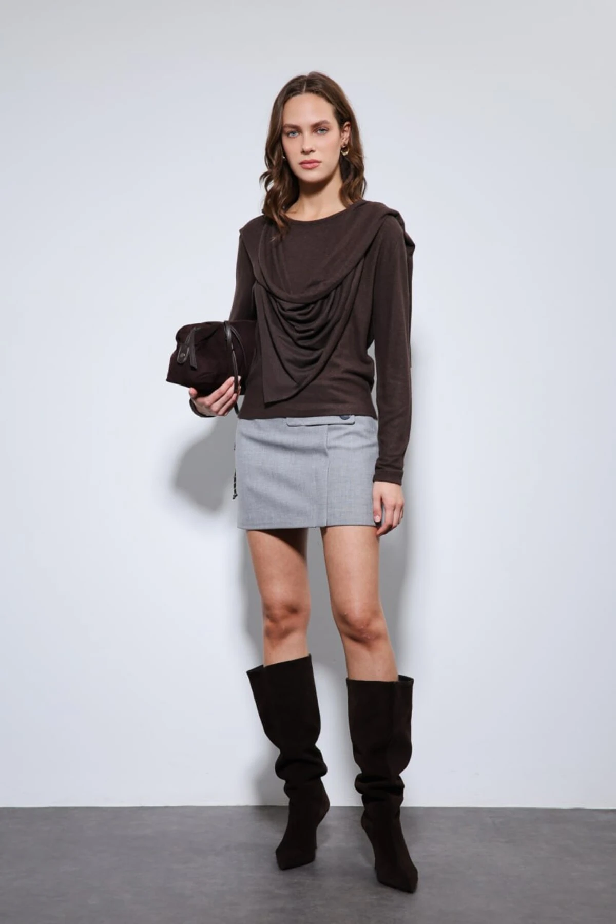 Pelerinli Premium Triko Bluz