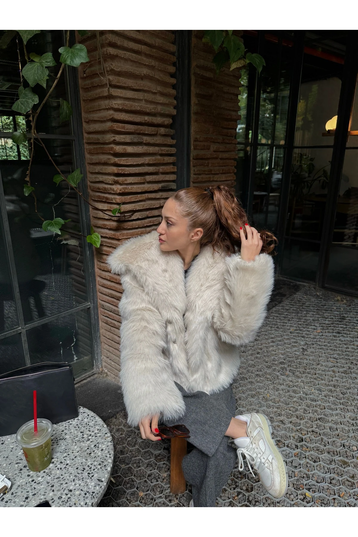 Kadın Astarlı Premium Kruvaze Yaka Kürk