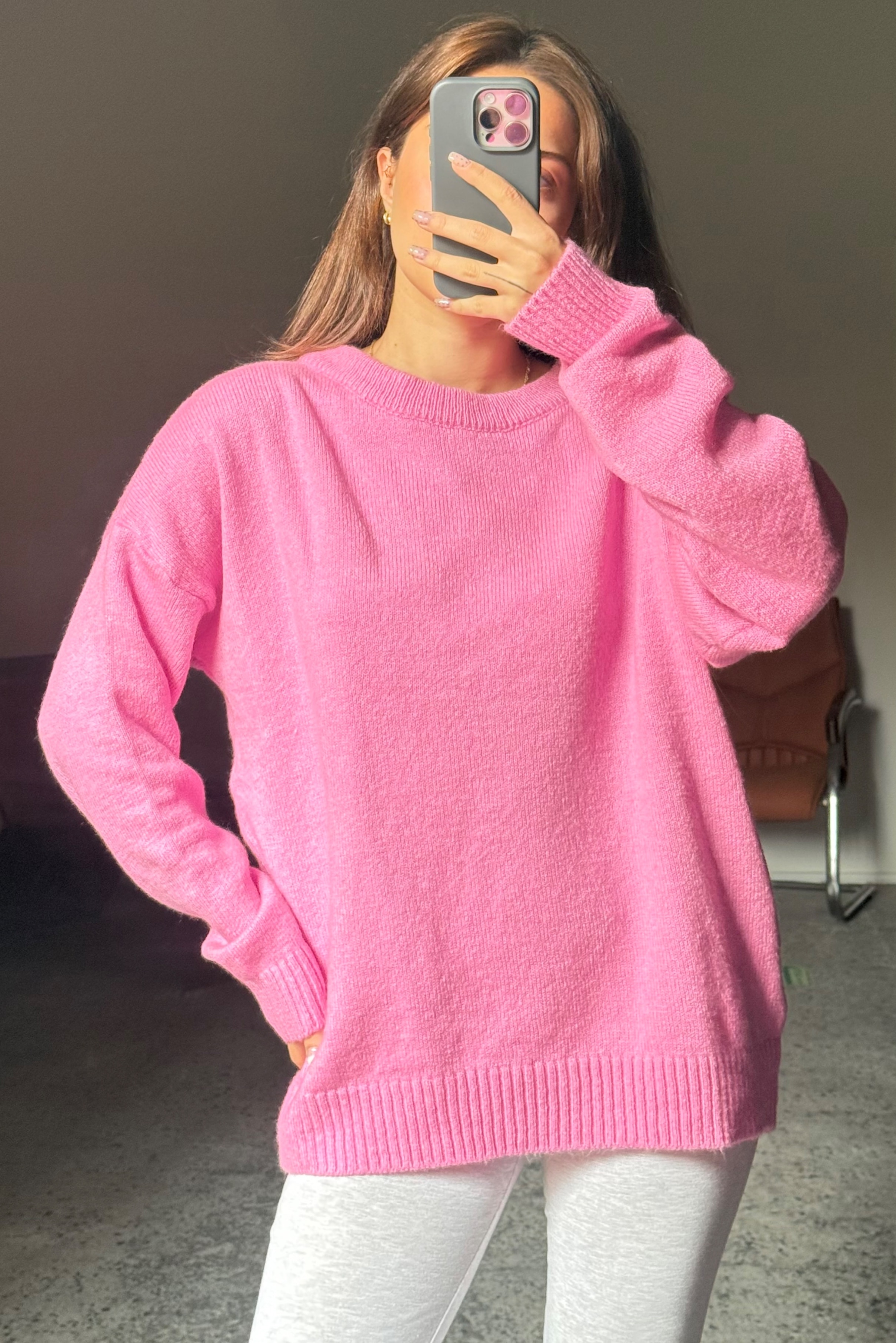  Oversize Bisiklet Yaka Şardonlu Kazak