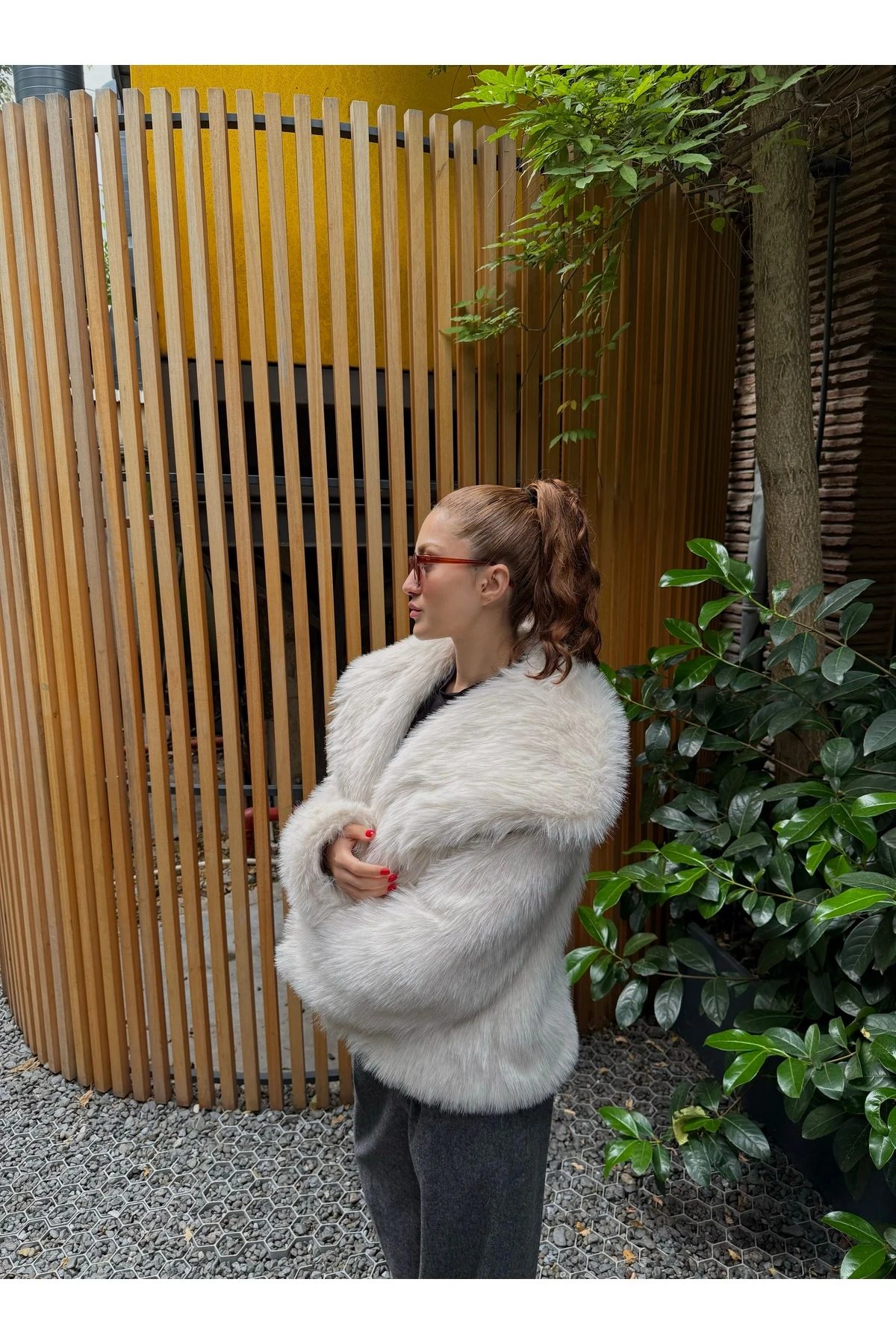 Kadın Astarlı Premium Kruvaze Yaka Kürk