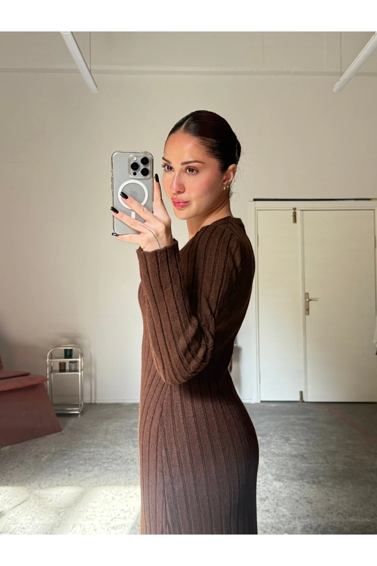 Triko, Düğmeli Midi Elbise