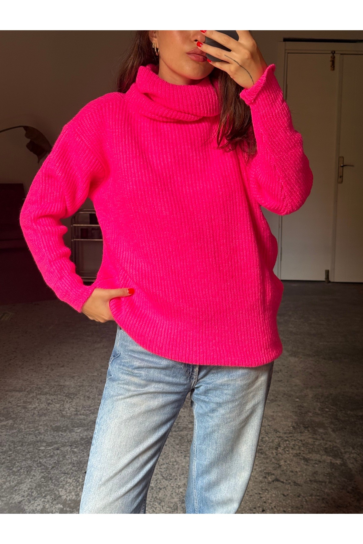 Balıkçı Yaka Oversize Kazak