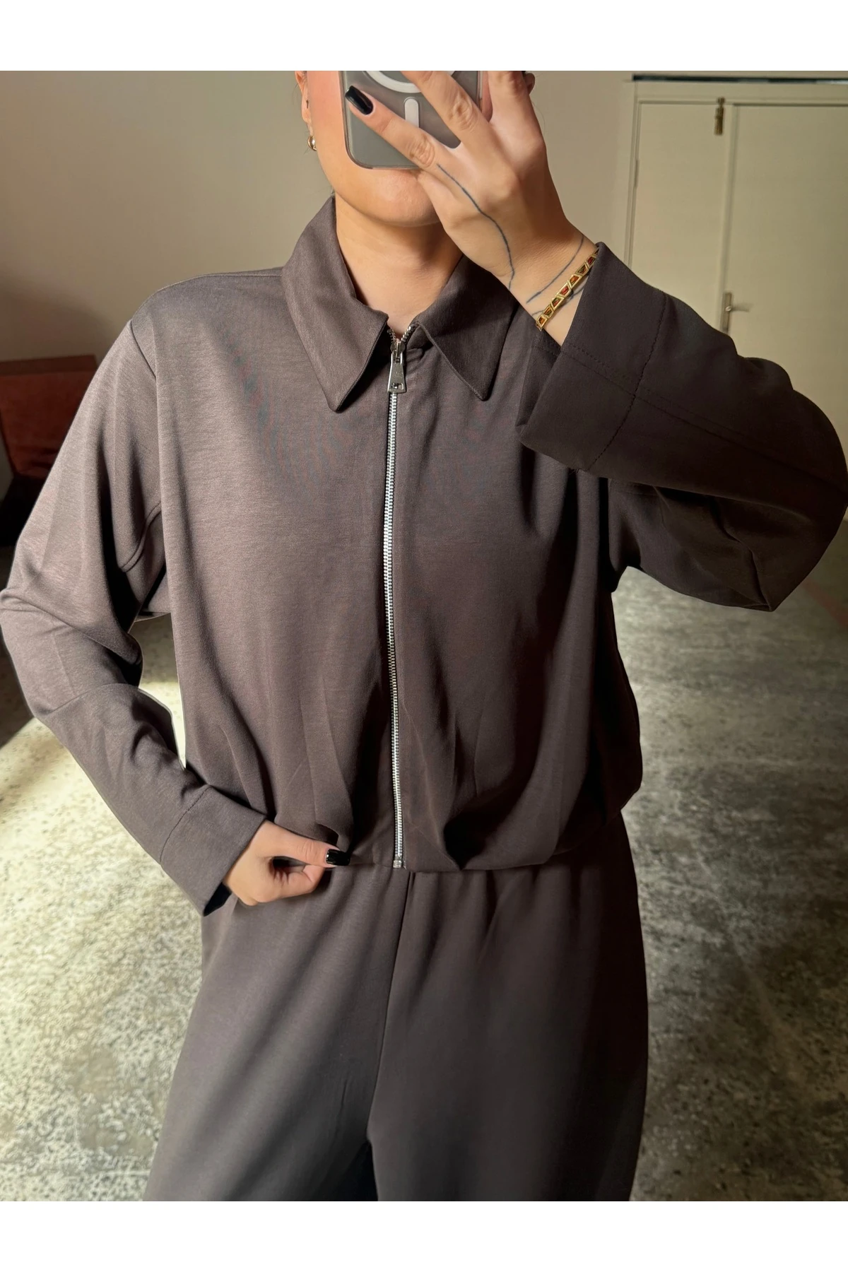 Modal, Fermuarlı Ceket-Şalvar 2'li Takım