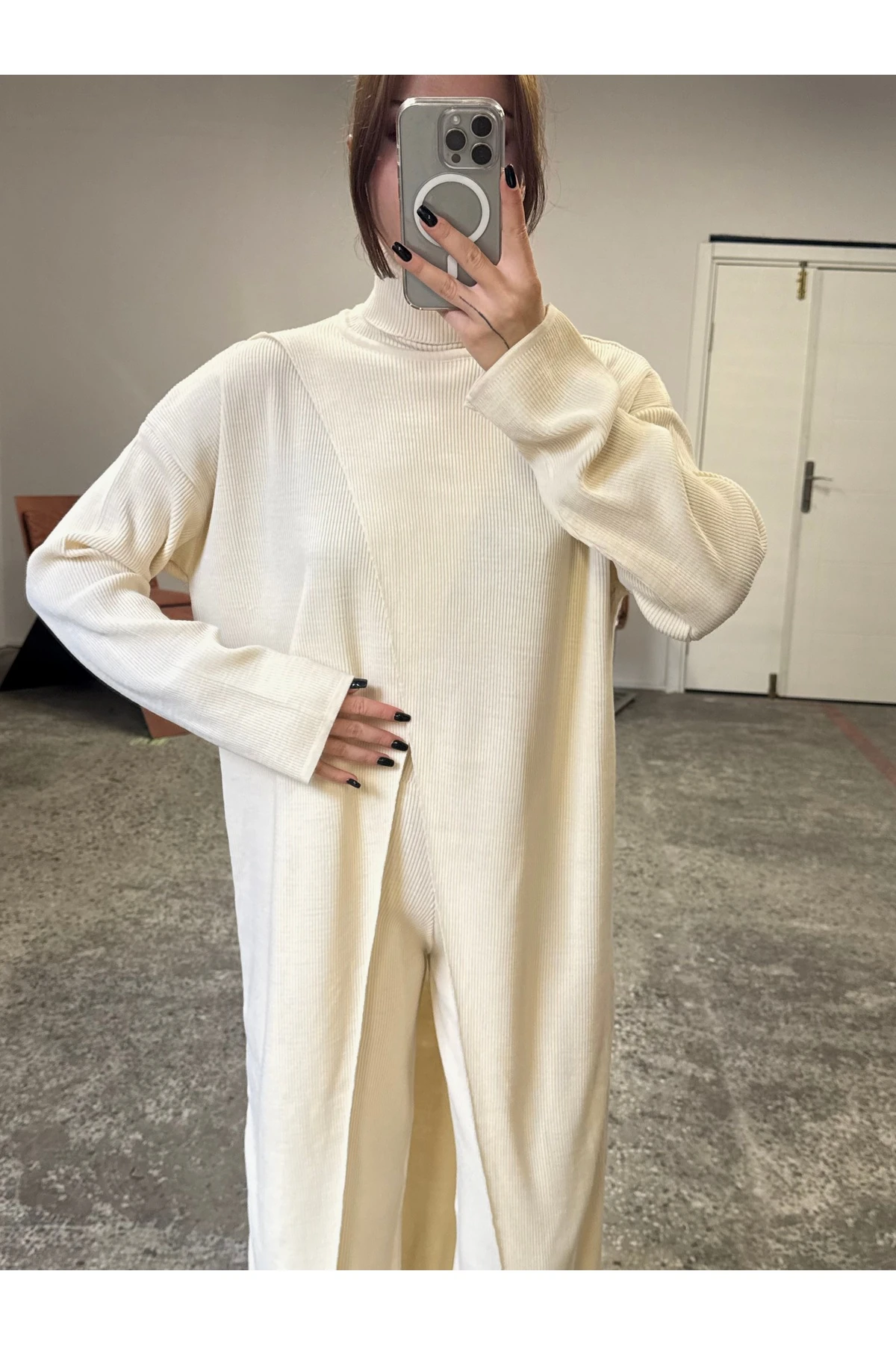 Kruvaze Uzun Triko Bluz-Pantolon 2'li Takım