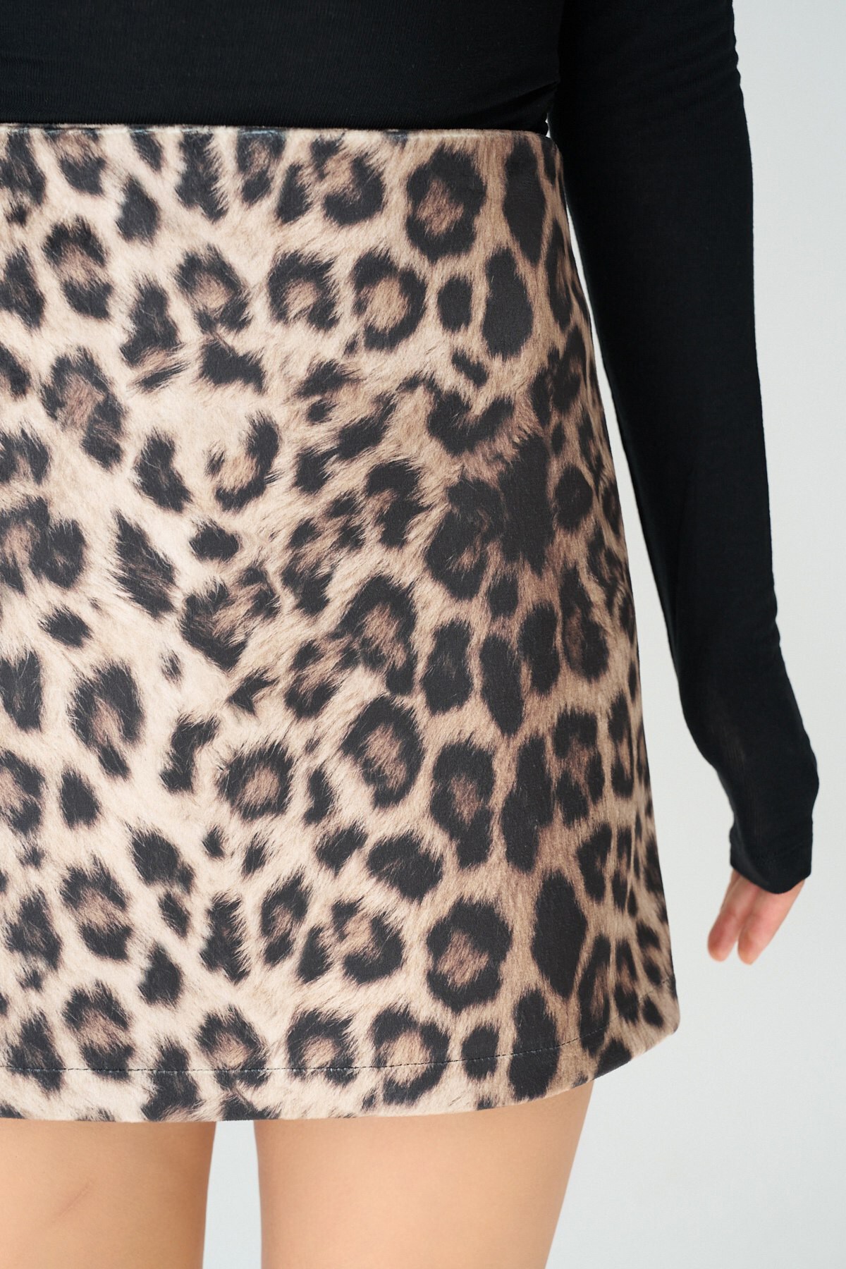 Leopar Desenli Kısa Etek