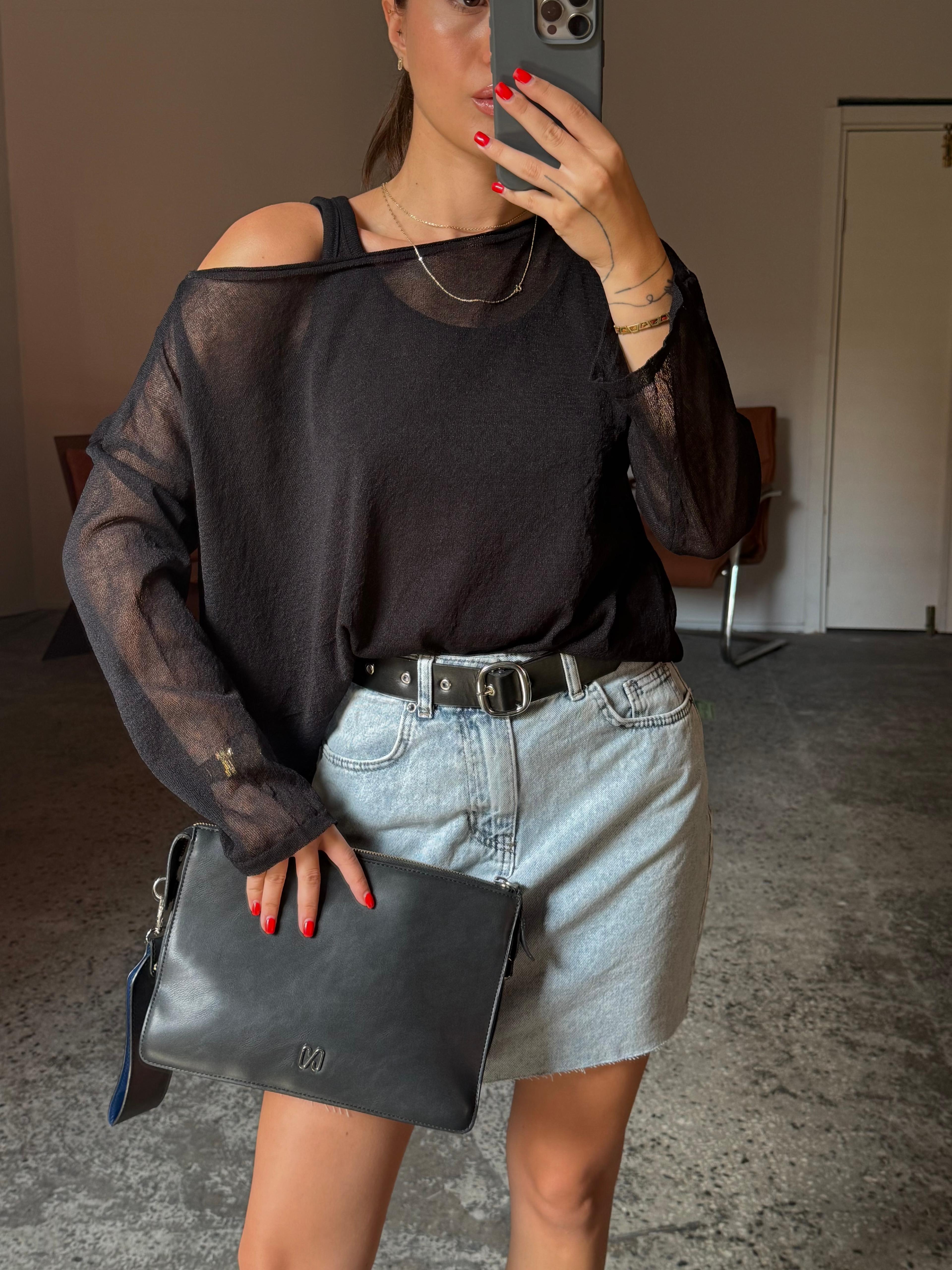 Transparan, Oversize İnce Bluz- atlet takım