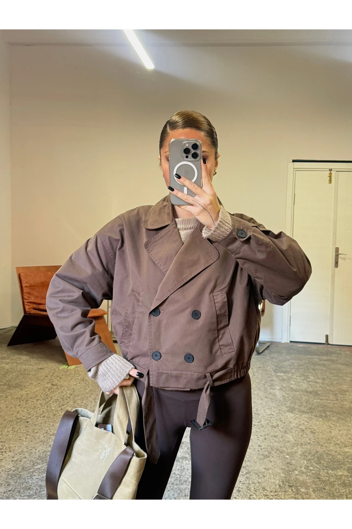 Pamuklu Kısa Trenç Ceket