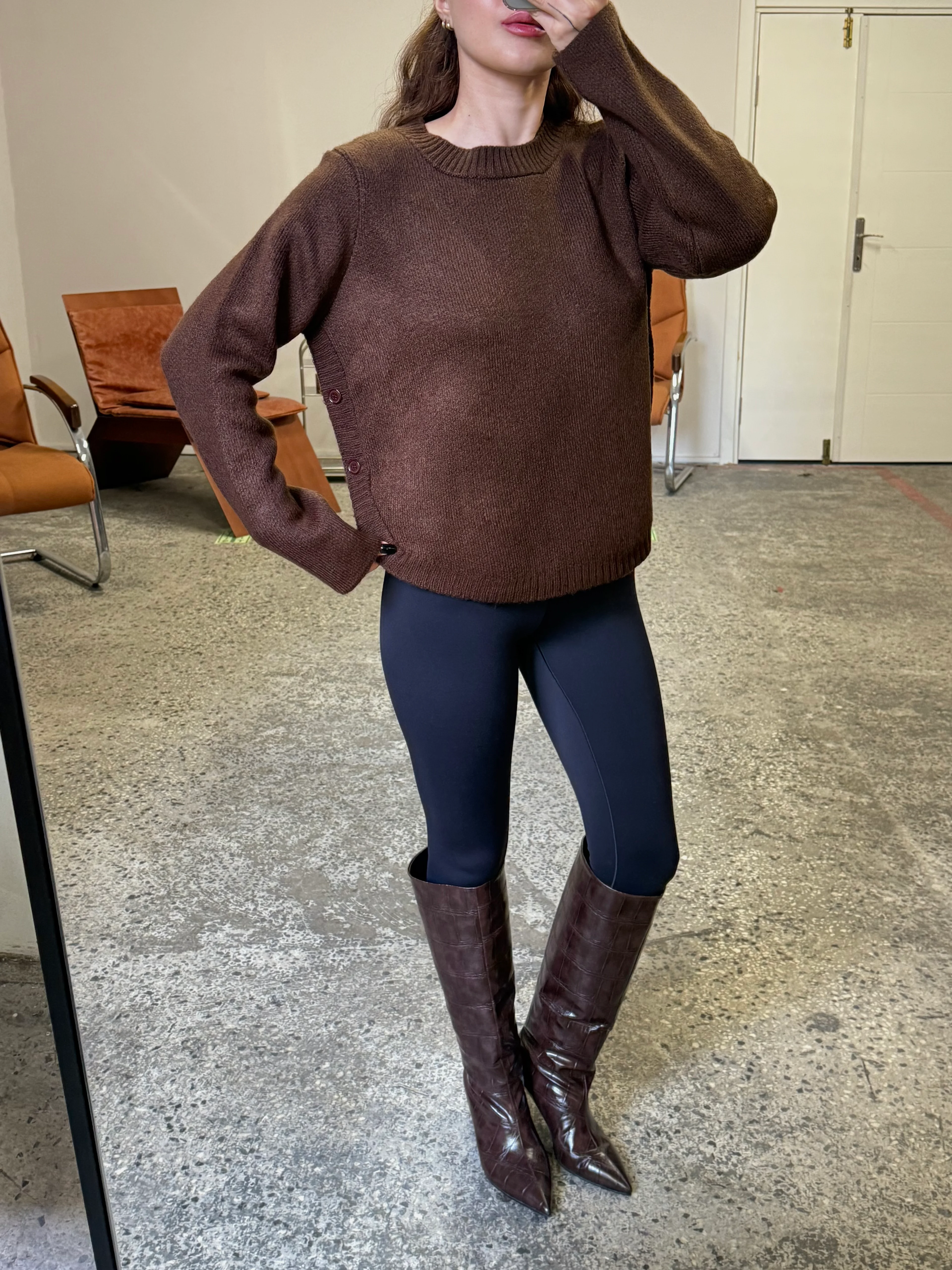 Yanı Düğmeli Bisiklet Yaka Kazak