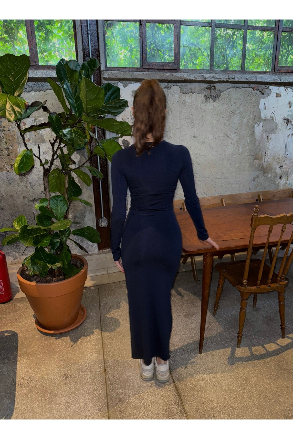 Uzun Kollu Maxi "Hailey" Basic Elbise