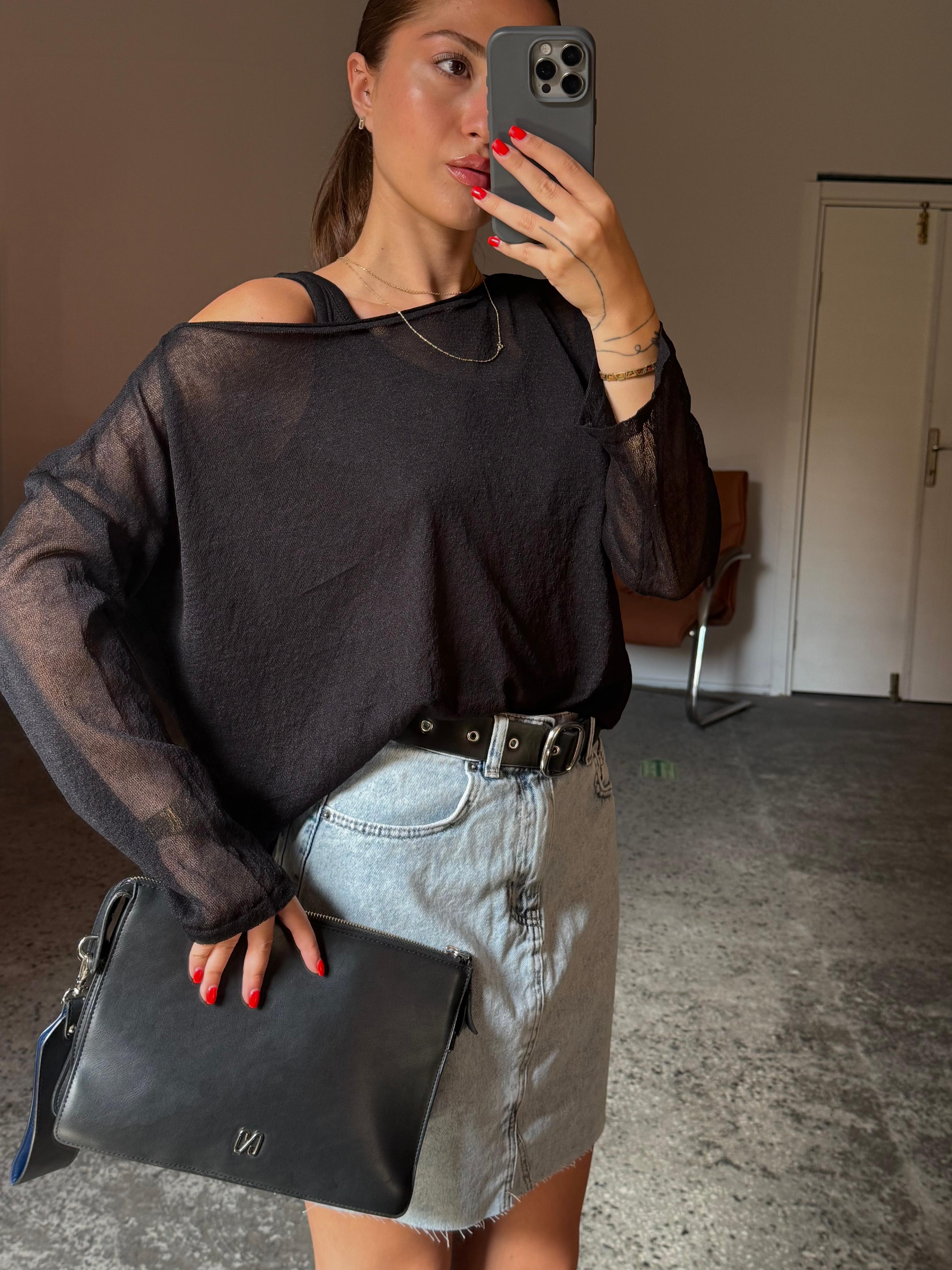 Transparan, Oversize İnce Bluz- atlet takım