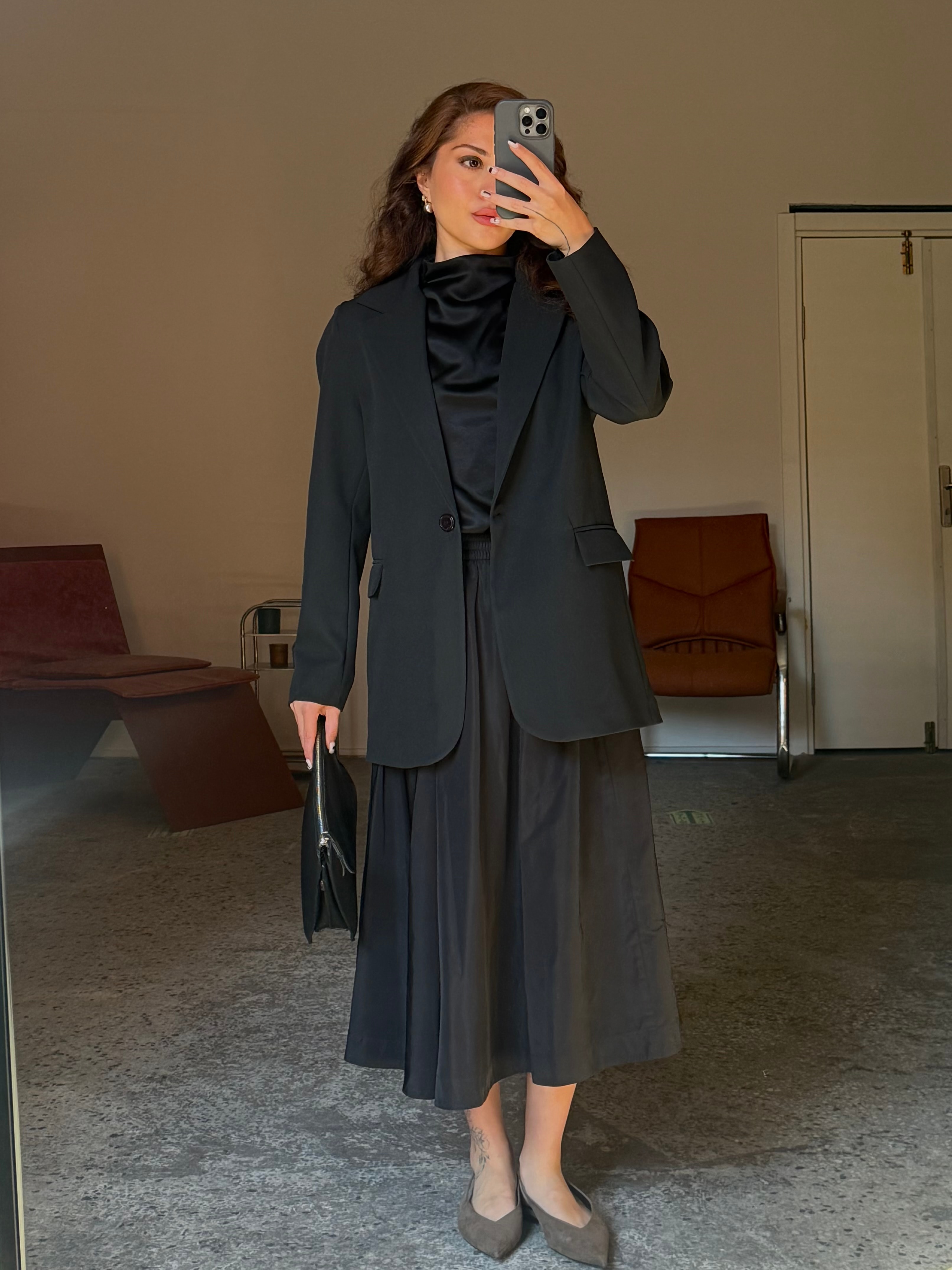 İçi Saten, Çizgi Astarlı Blazer Ceket