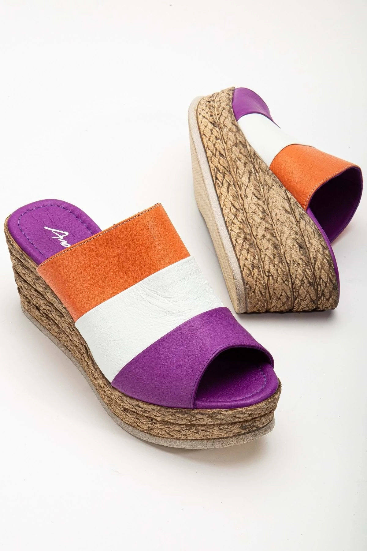 Kadın Hakiki Deri Dolgu Topuk Terlik - RENKLİ