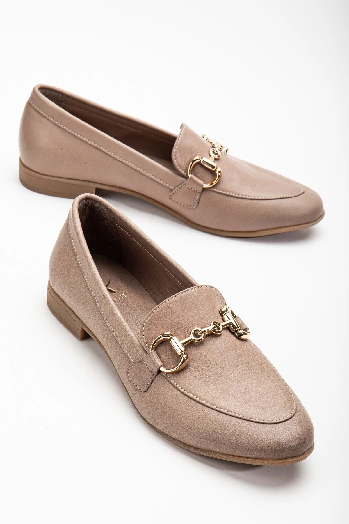 Kadın Hakiki Deri Tokalı Babet - DARK STONE