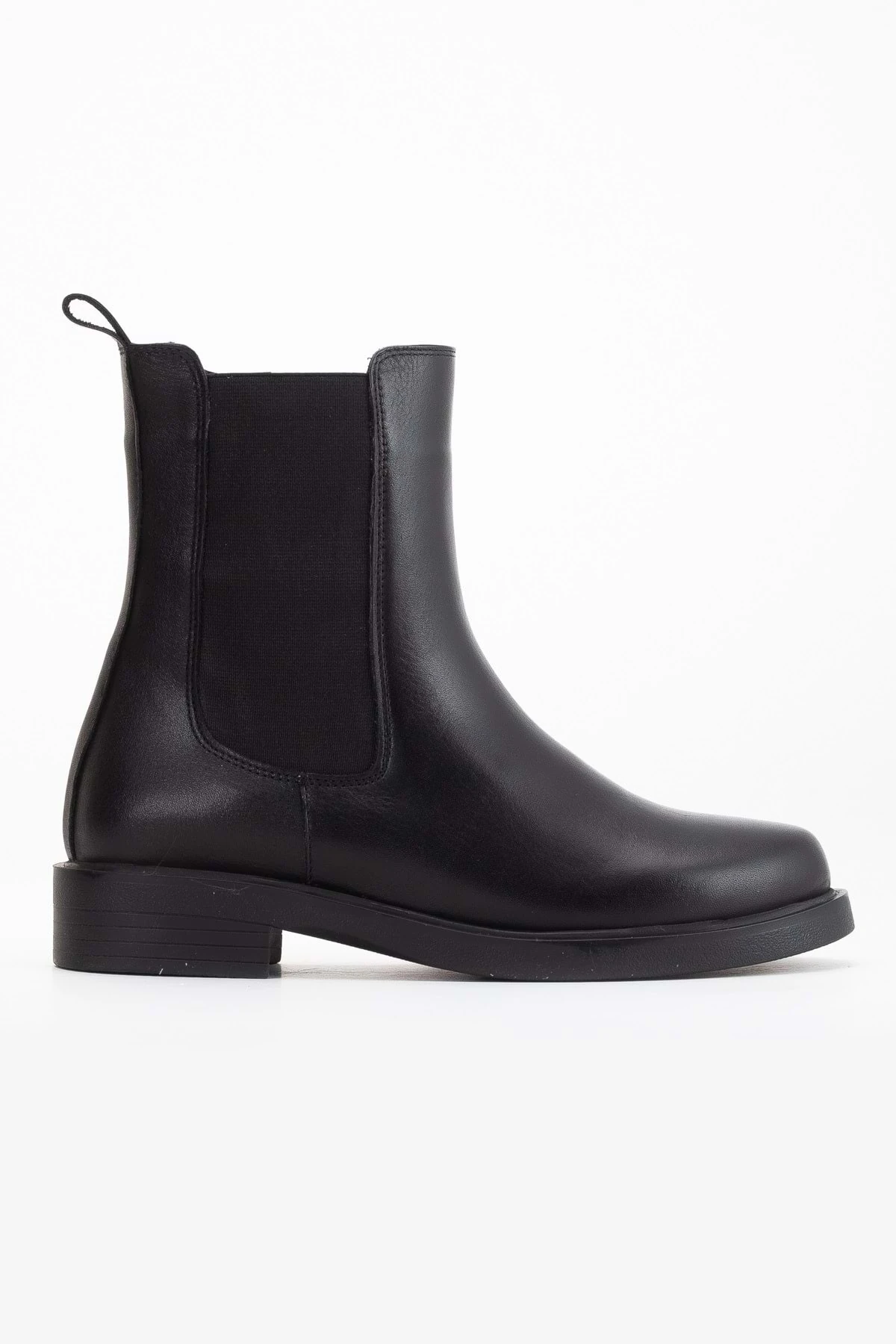 Kadın Hakiki Deri Lastikli Rahat Bot - SİYAH