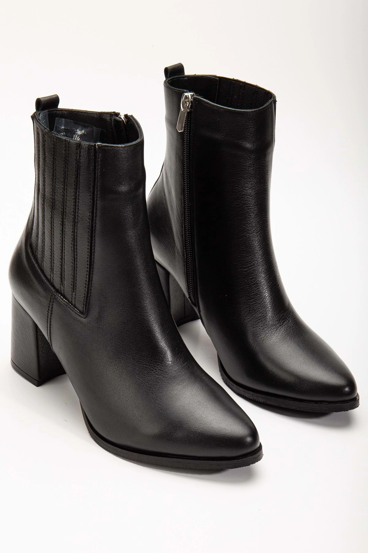 Kadın Hakiki Deri Lastikli Yüksek Topuklu Bot