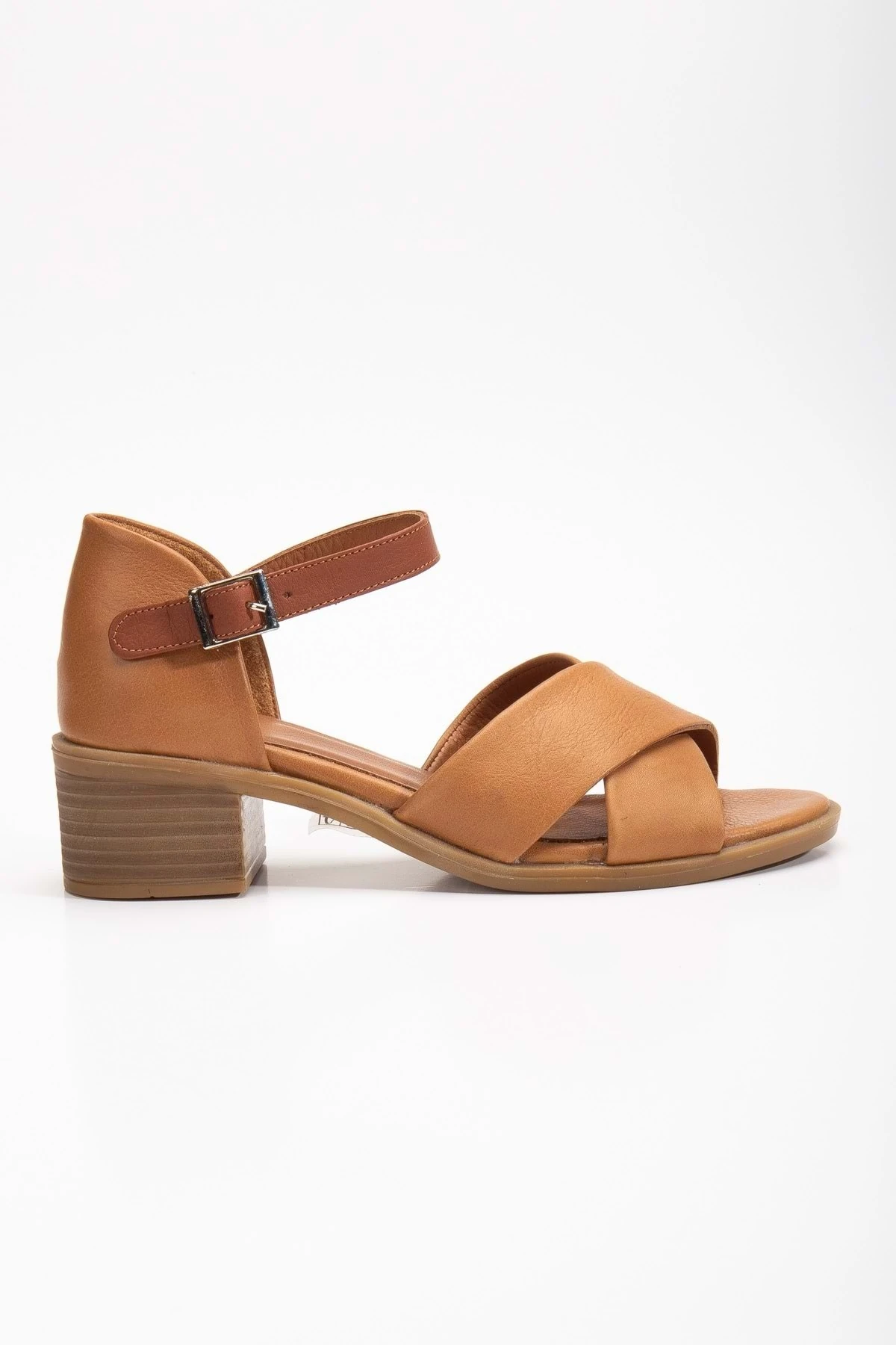 Kadın Hakiki Deri Önü Çapraz Bilekten Bağlı Sandalet