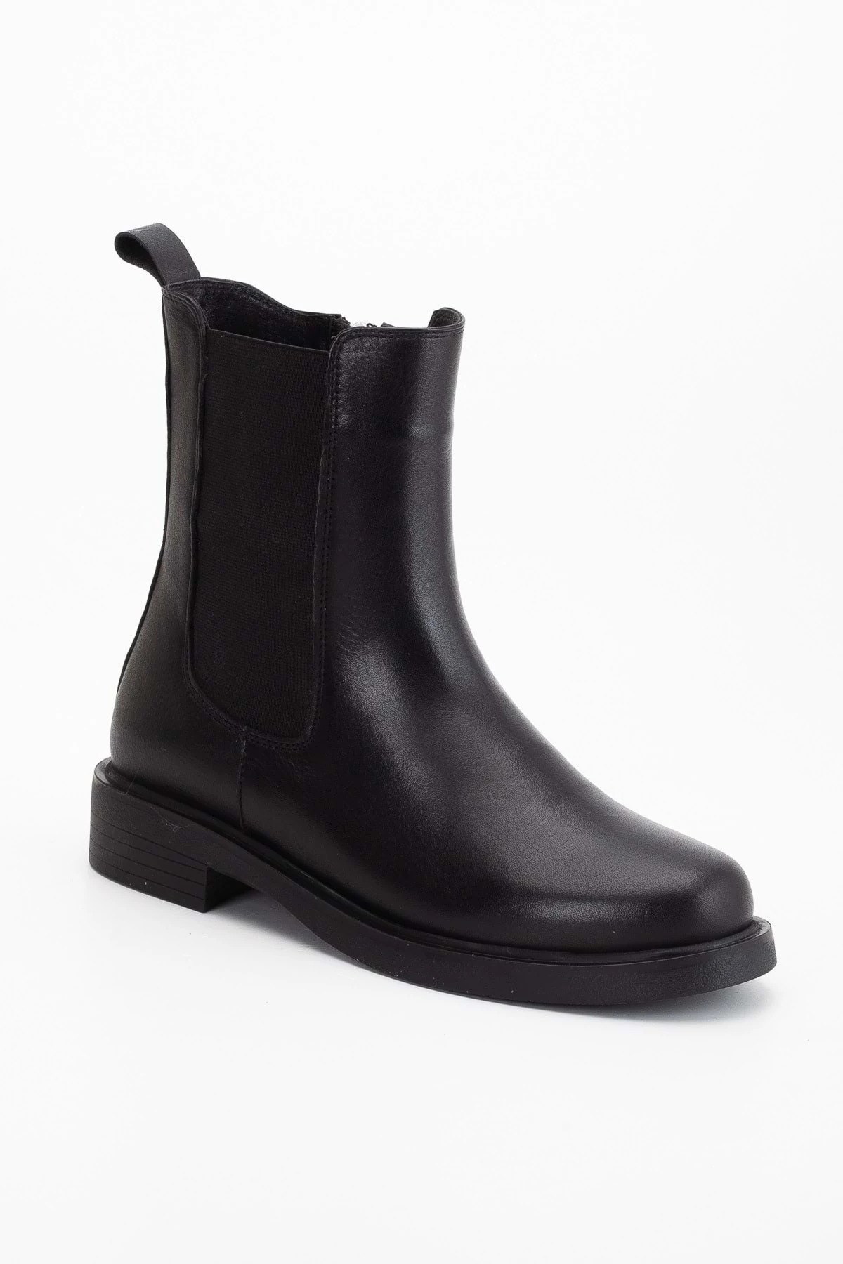Kadın Hakiki Deri Lastikli Rahat Bot - SİYAH