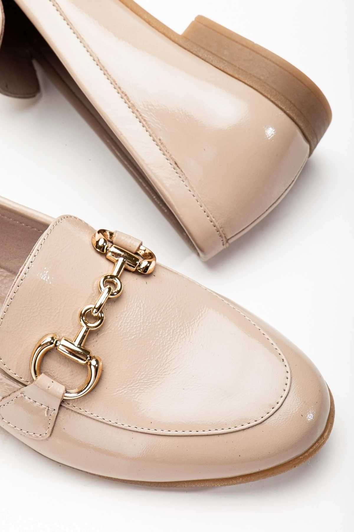 Kadın Hakiki Deri Tokalı Babet - VİZON RUGAN