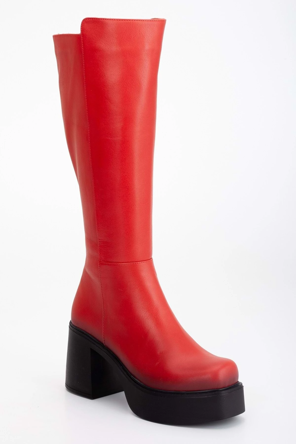 Kadın Hakiki Deri Kalın Tabanlı Topuklu Çizme