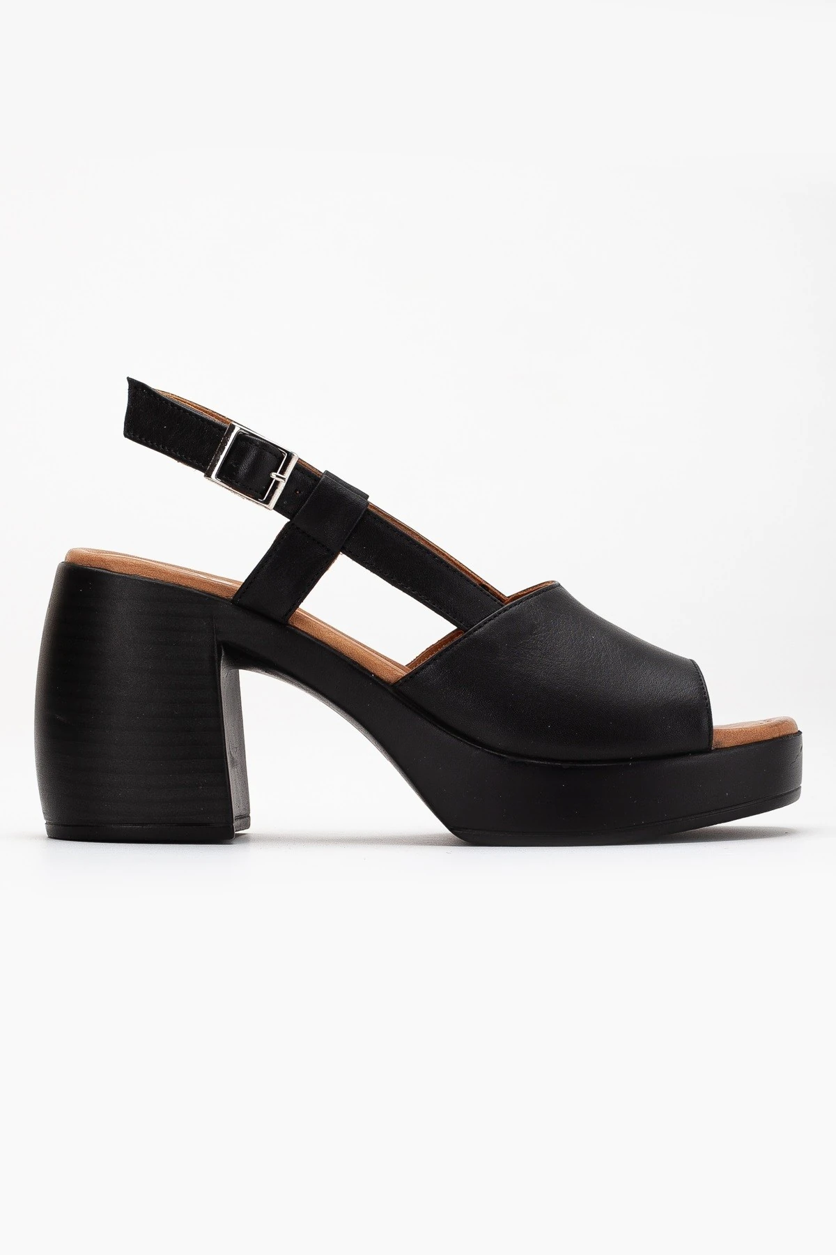 Kadın Hakiki Deri Bilekten Bağlı Kalın Topuklu Sandalet