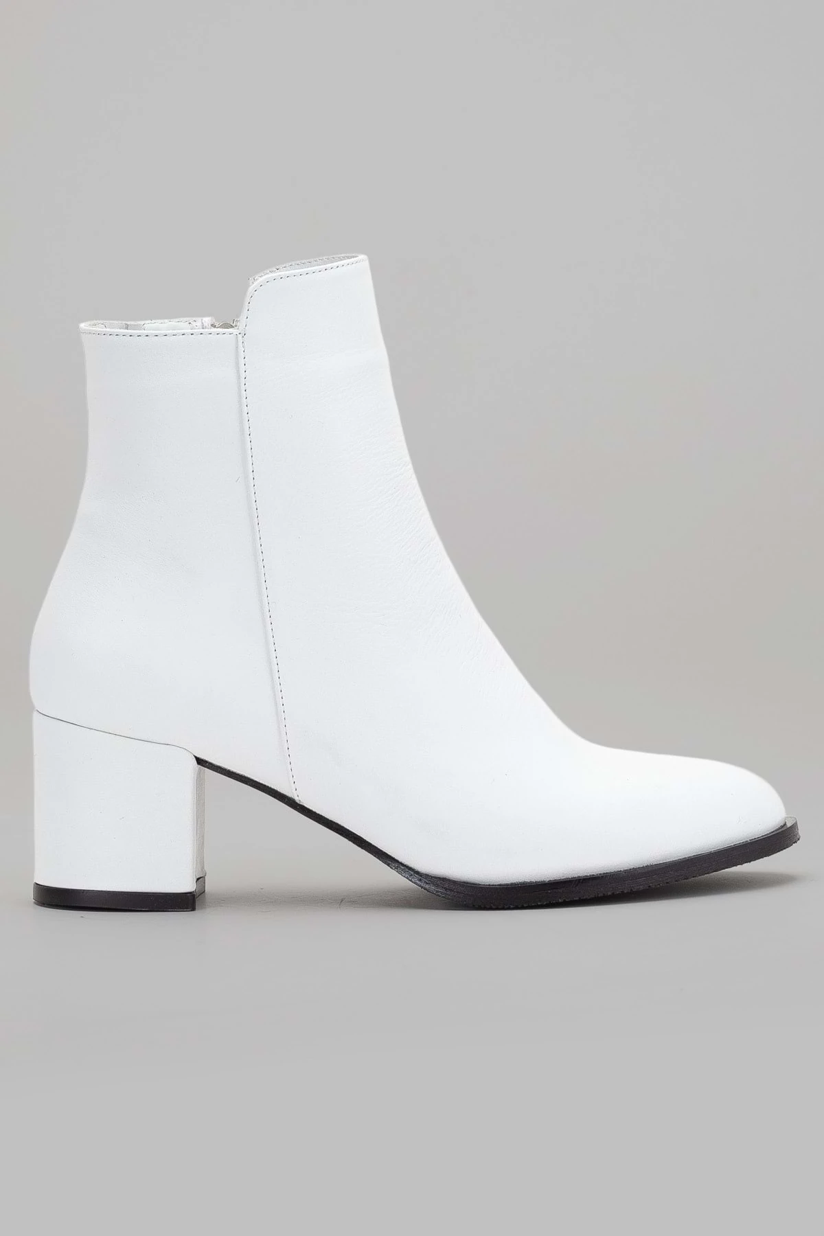 Kadın Hakiki Deri Günlük Topuklu Bot - BEYAZ